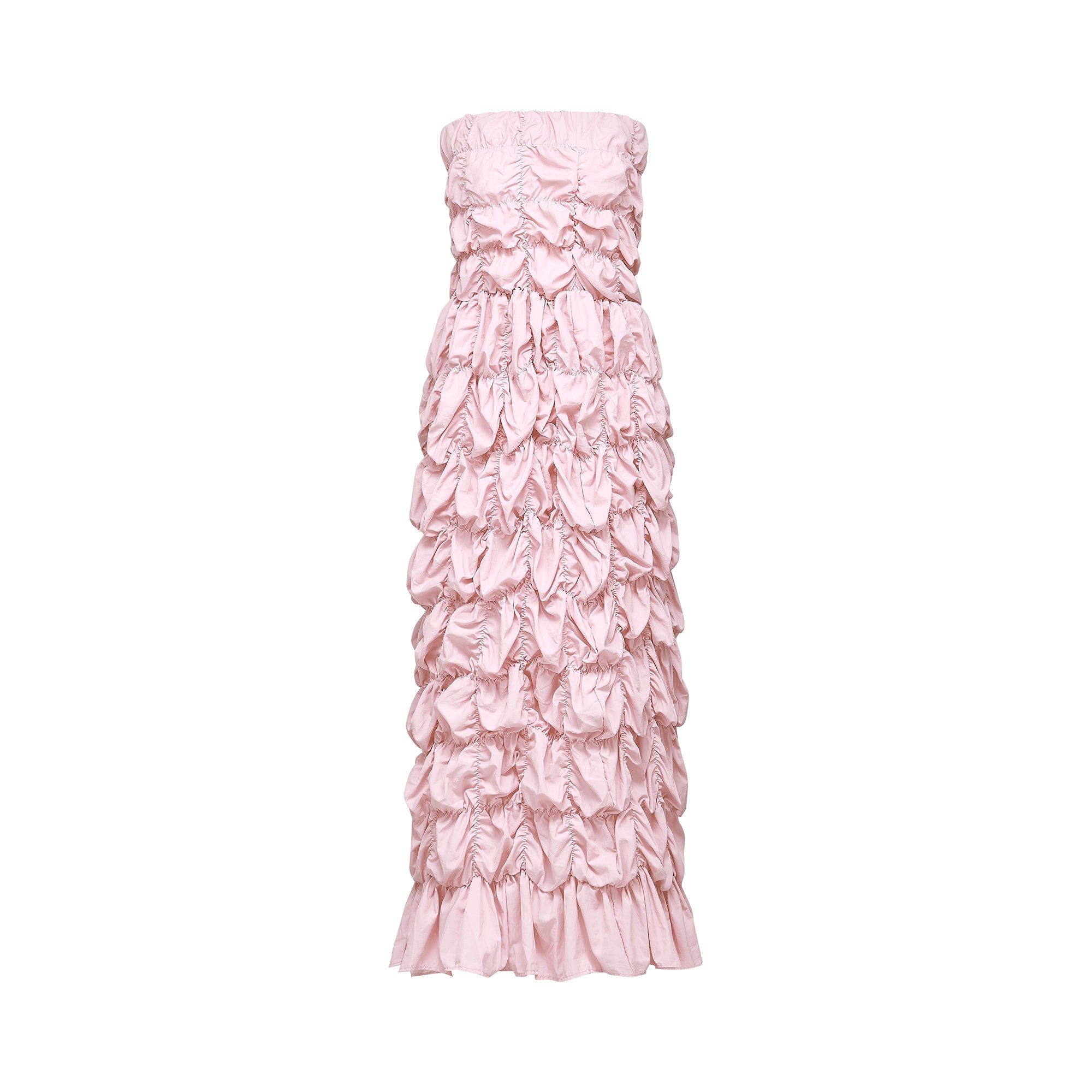 Aurore puffed pleated midi dress - Pink