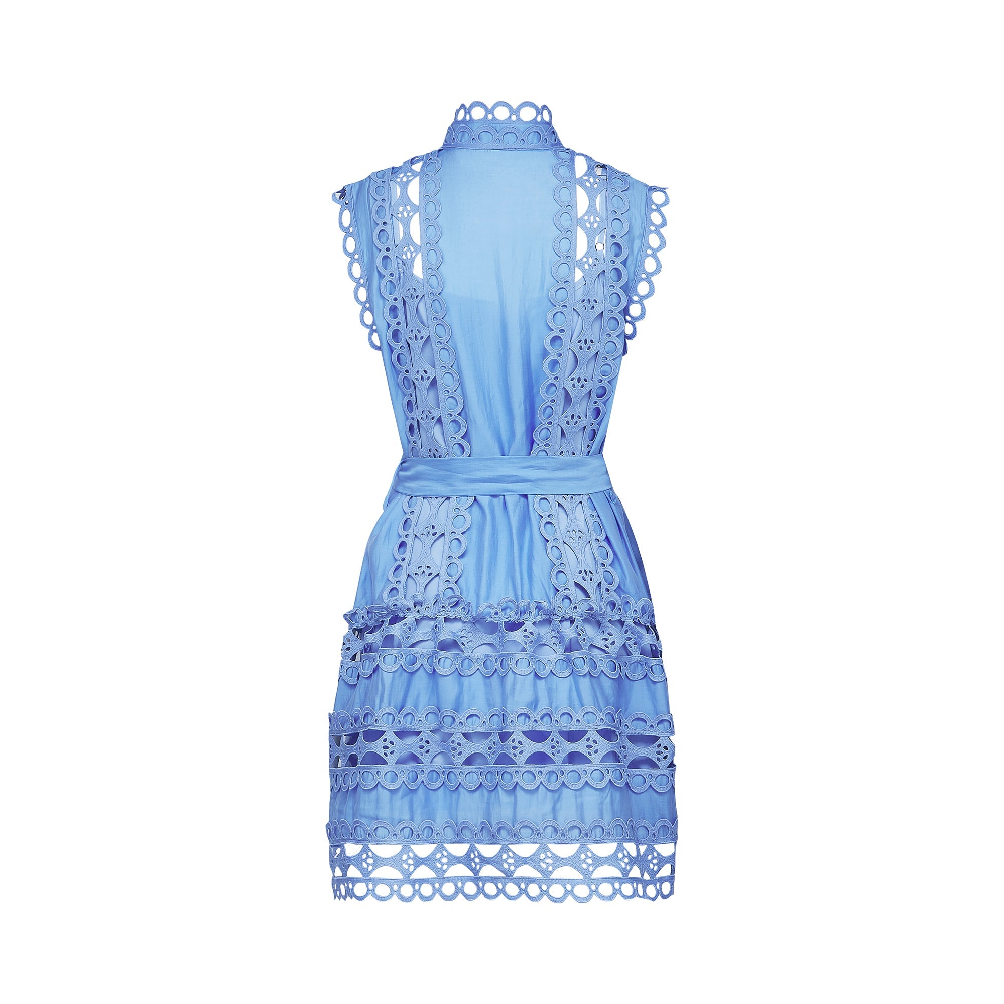 Mireille Blue Cut-out Belted Mini Dress