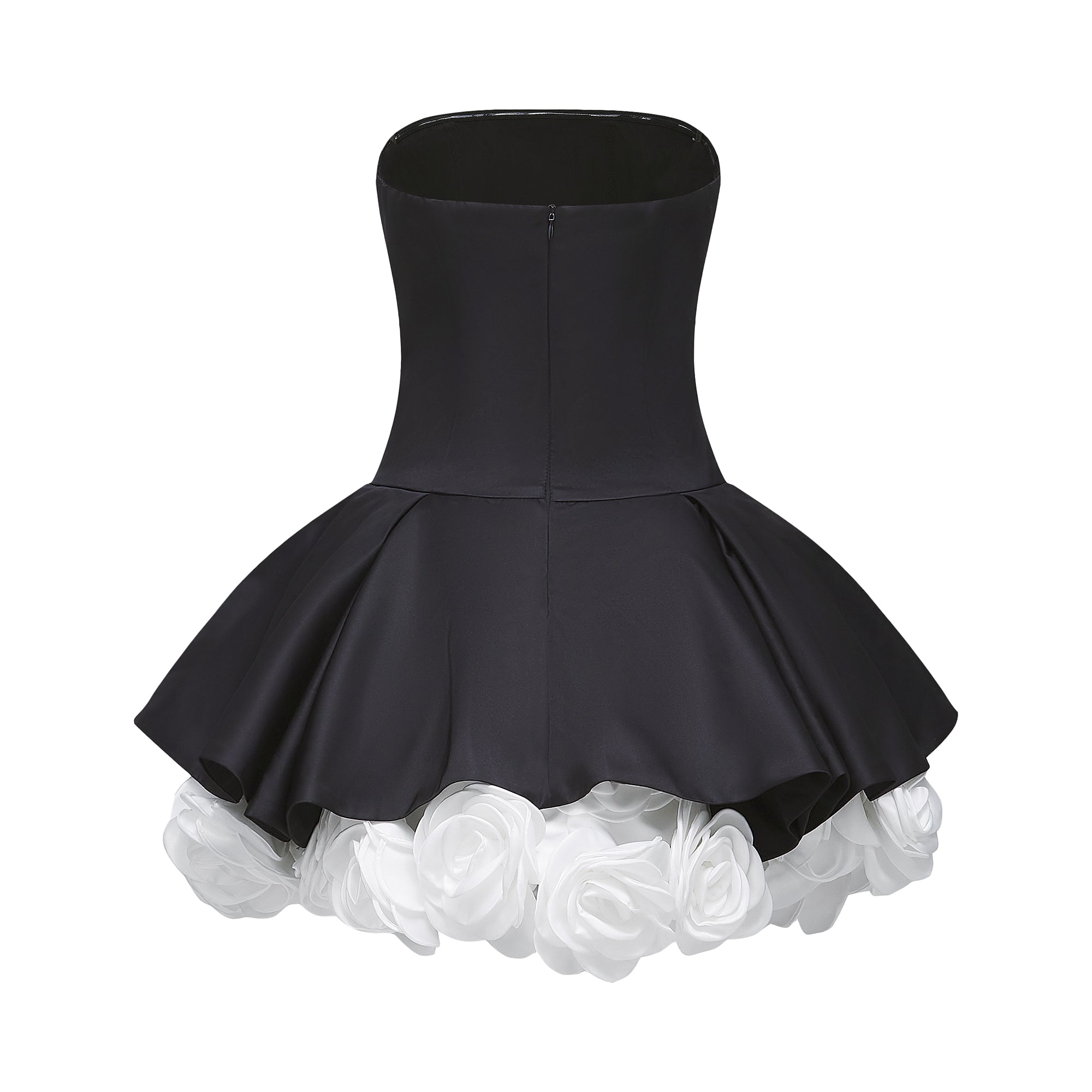 Lucie black petal-layered strapless corset mini dress (US Only)
