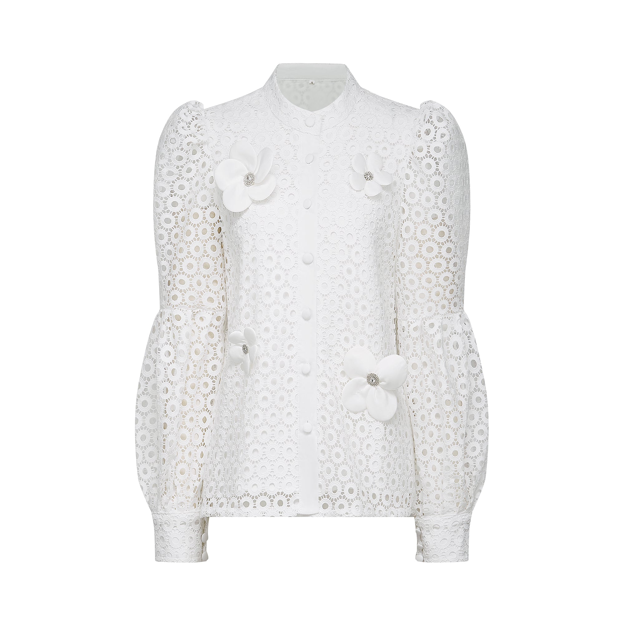 Calla faux-flower cut-out blouse & shorts matching set (Final Sale)