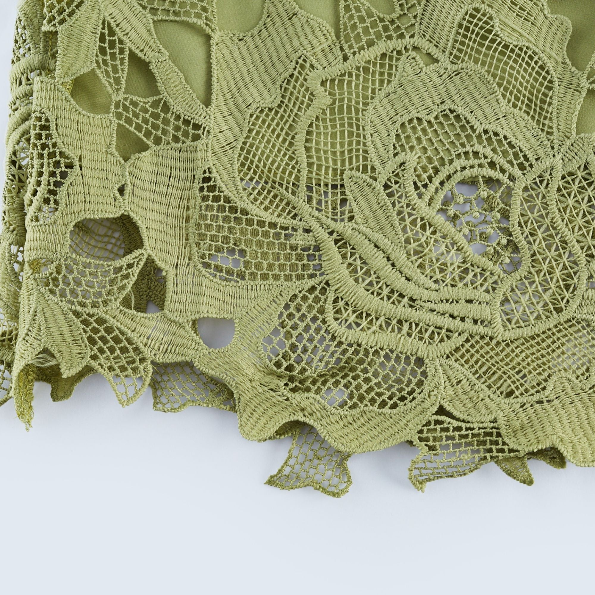 Inès lace floral embroidered cut-out midi dress in Green (Final Sale-US Only)