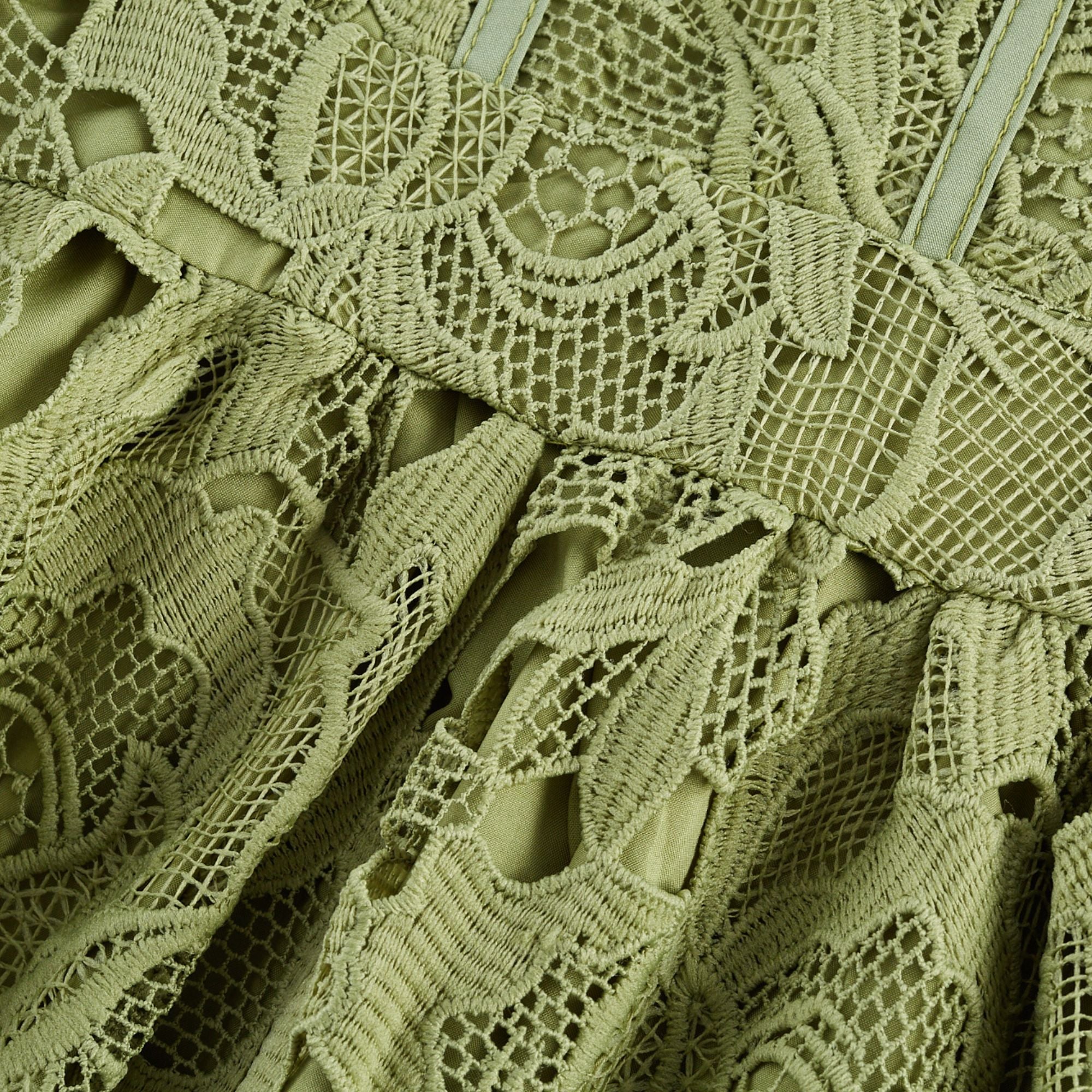 Inès lace floral embroidered cut-out midi dress in Green (Final Sale-US Only)