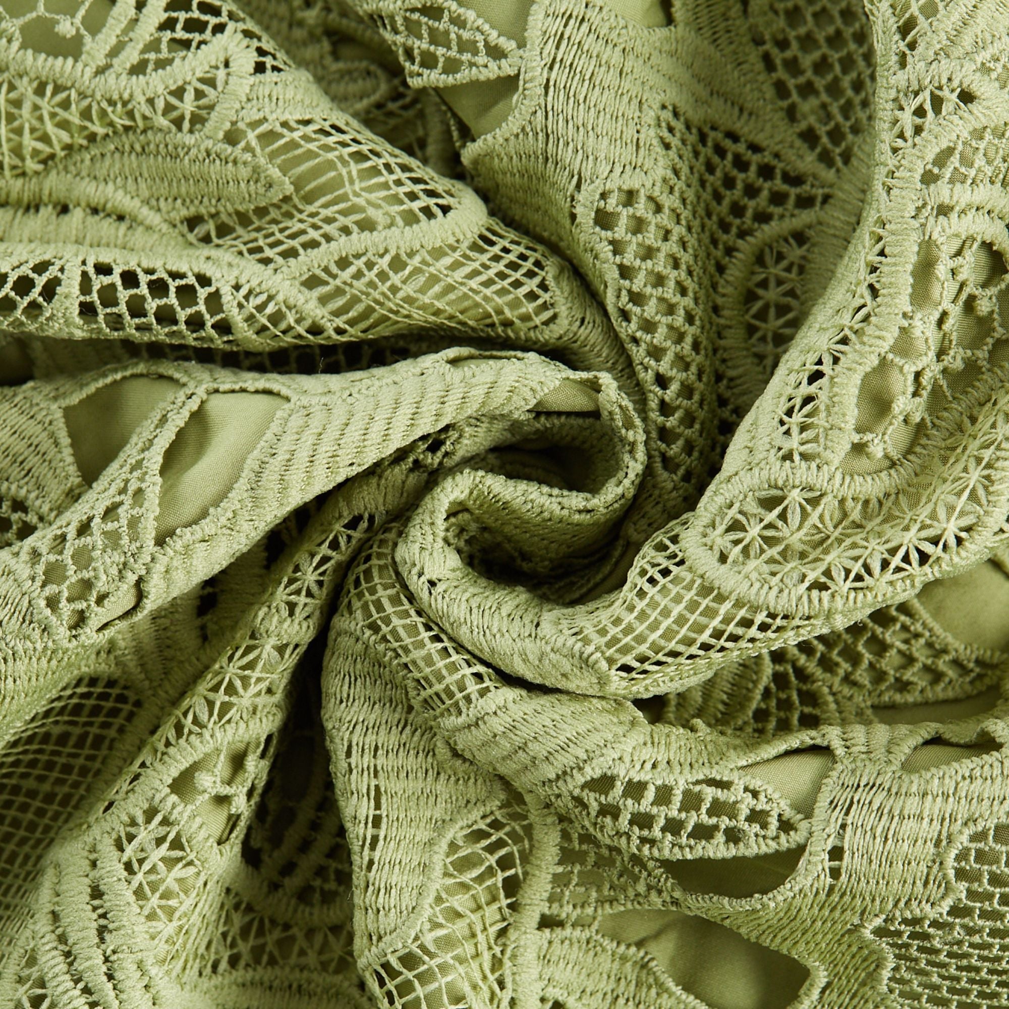Inès lace floral embroidered cut-out midi dress in Green (Final Sale-US Only)