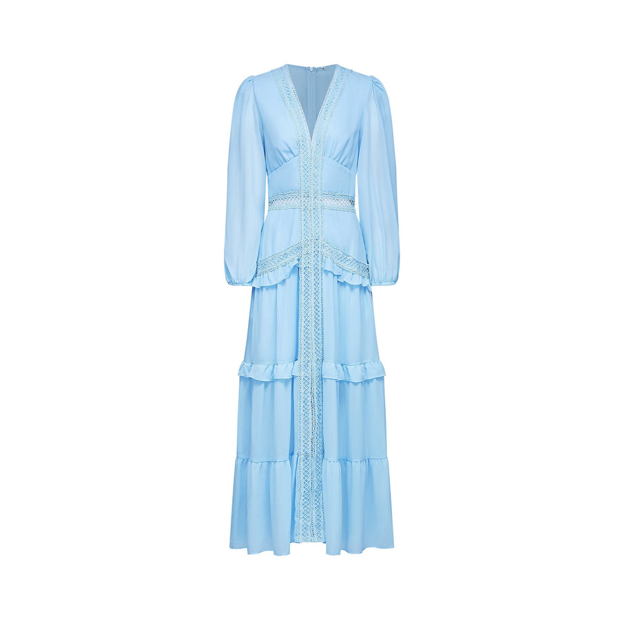 Juno cut-out ruffled maxi dress in Blue
