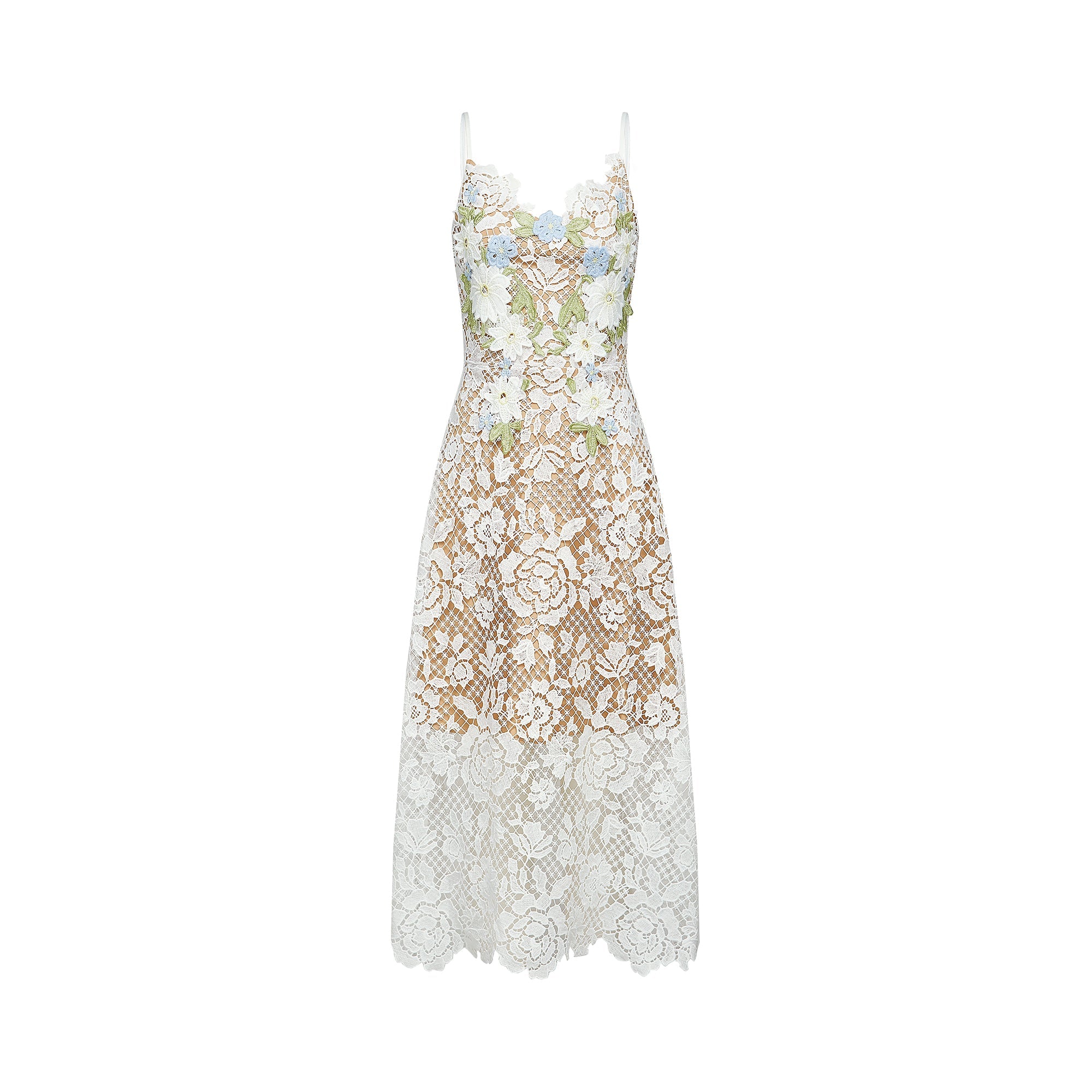Hermine faux-floral embellished semi-sheer midi dress (US Only)
