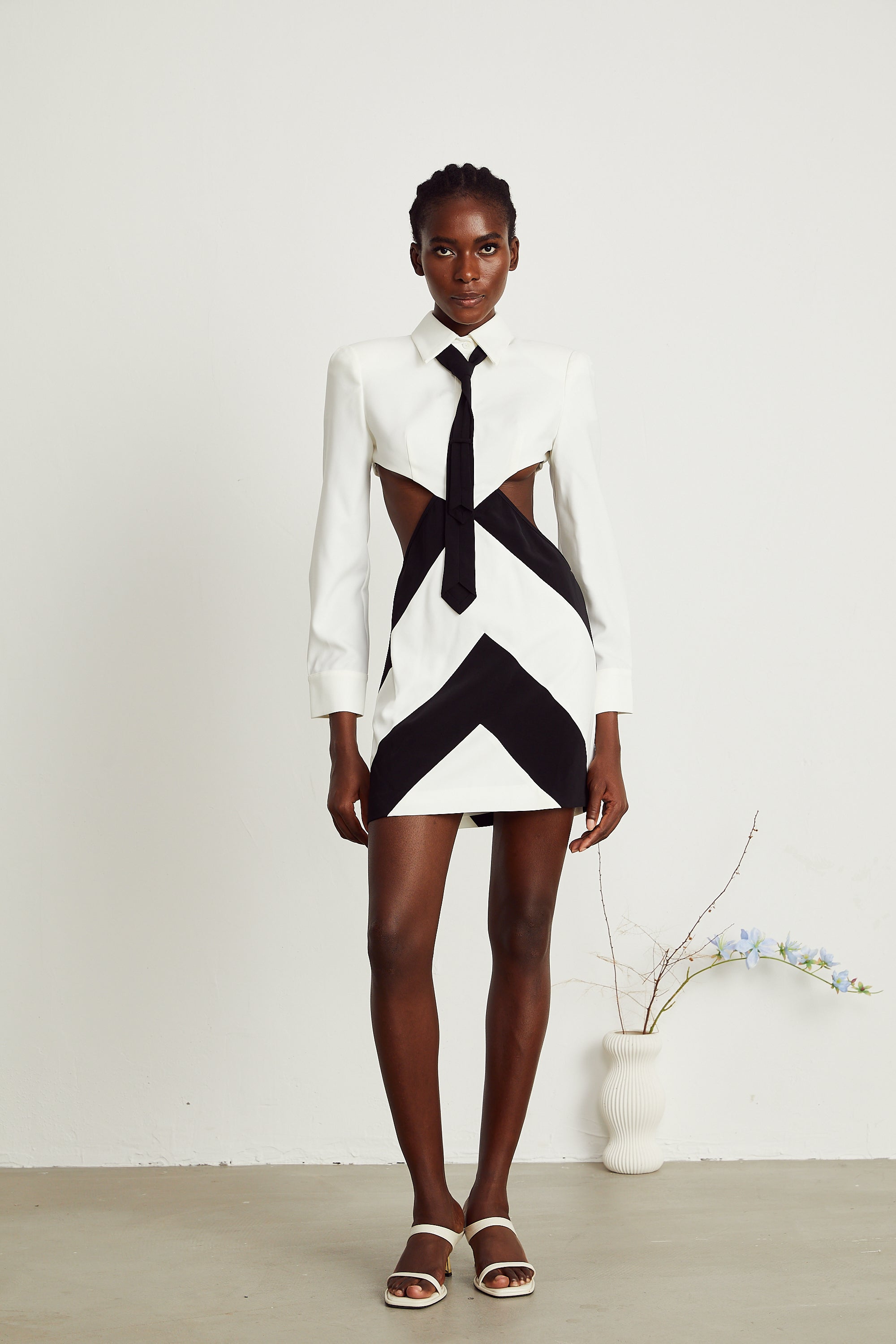 Ophelia neck-tie cut-out mini dress