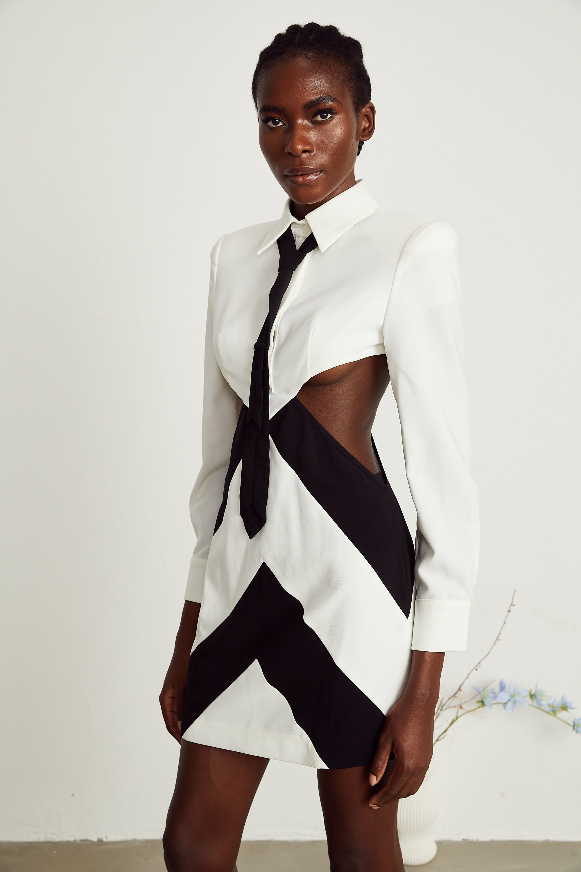 Ophelia neck-tie cut-out mini dress