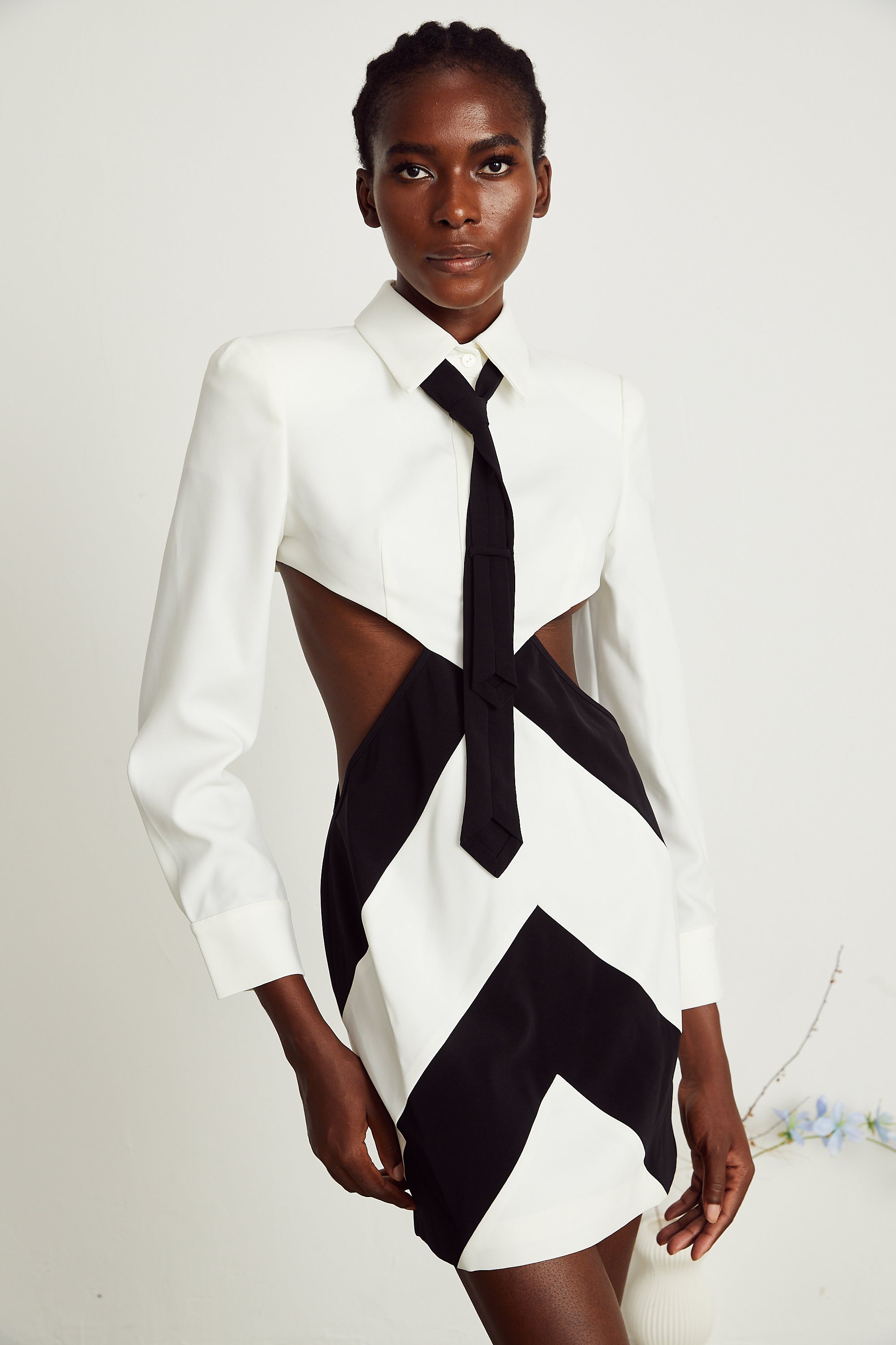 Ophelia neck-tie cut-out mini dress