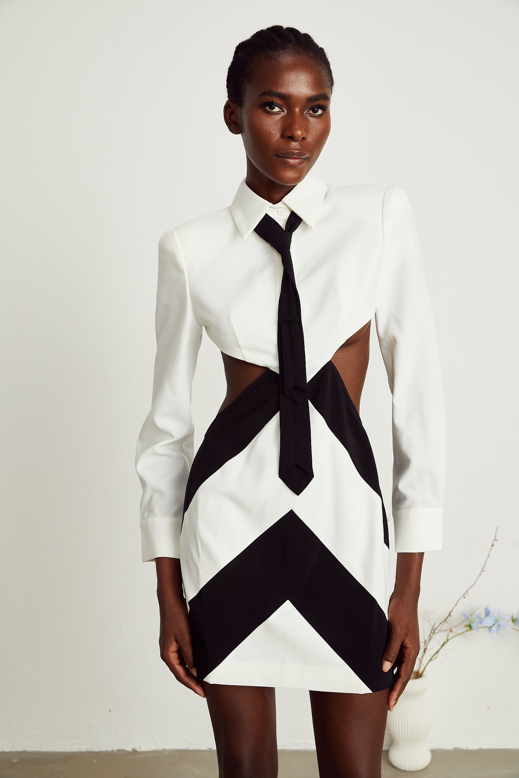 Ophelia neck-tie cut-out mini dress