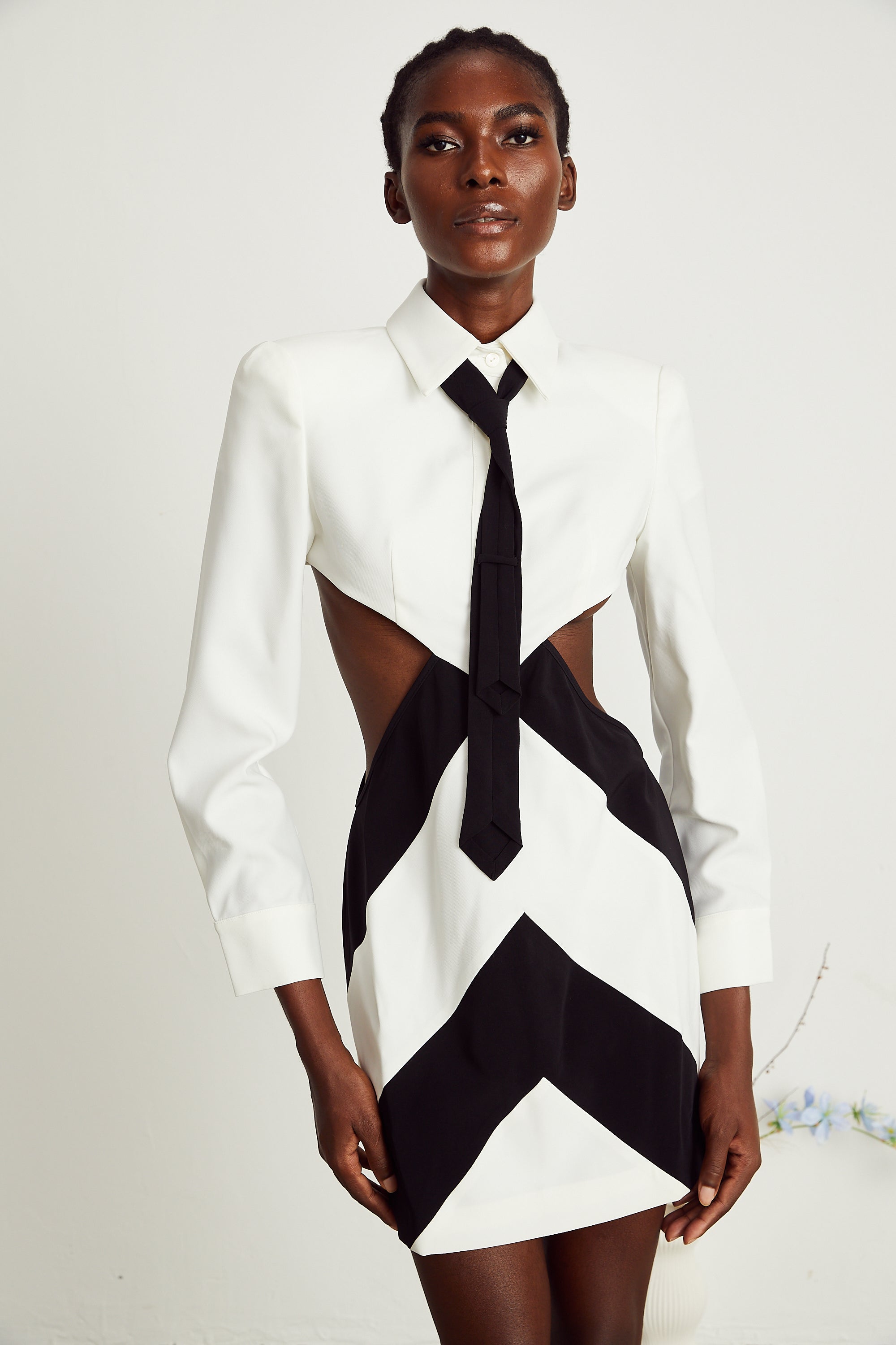 Ophelia neck-tie cut-out mini dress