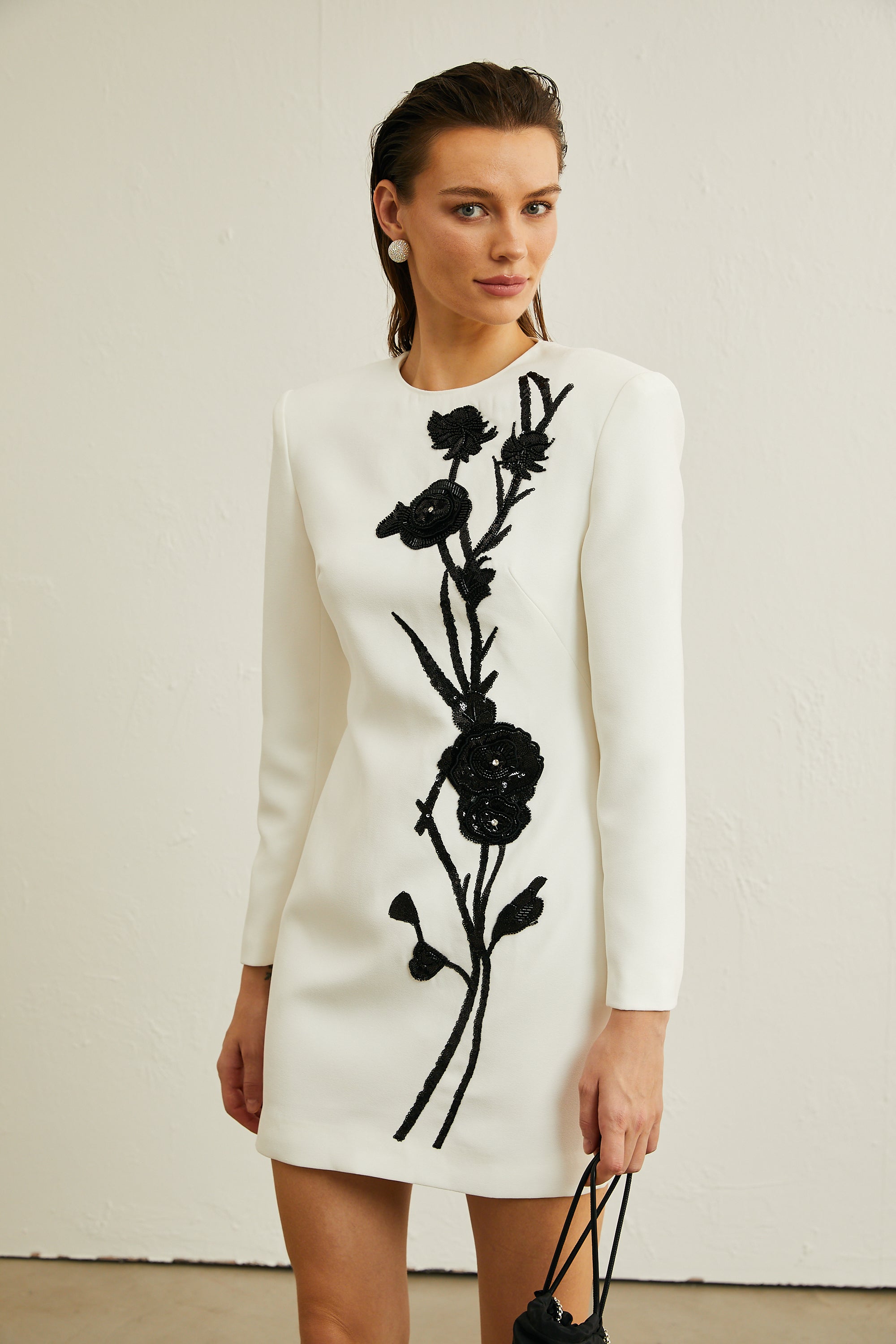 Vanessa white faux-flower embellished mini dress (Final Sale-US Only)