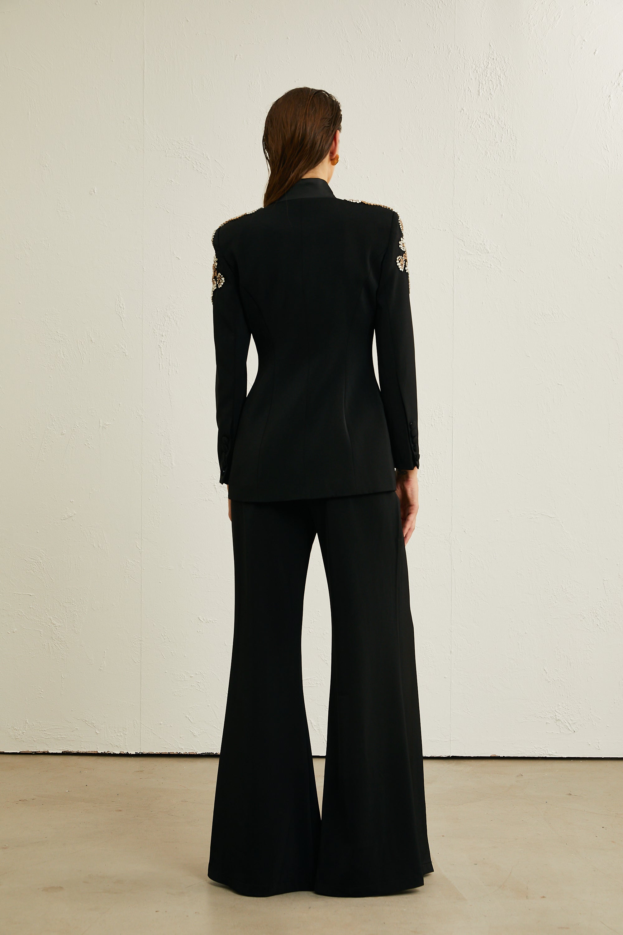 Delphine black embellished jacket & trousers matching set (Final Sale-US Only)