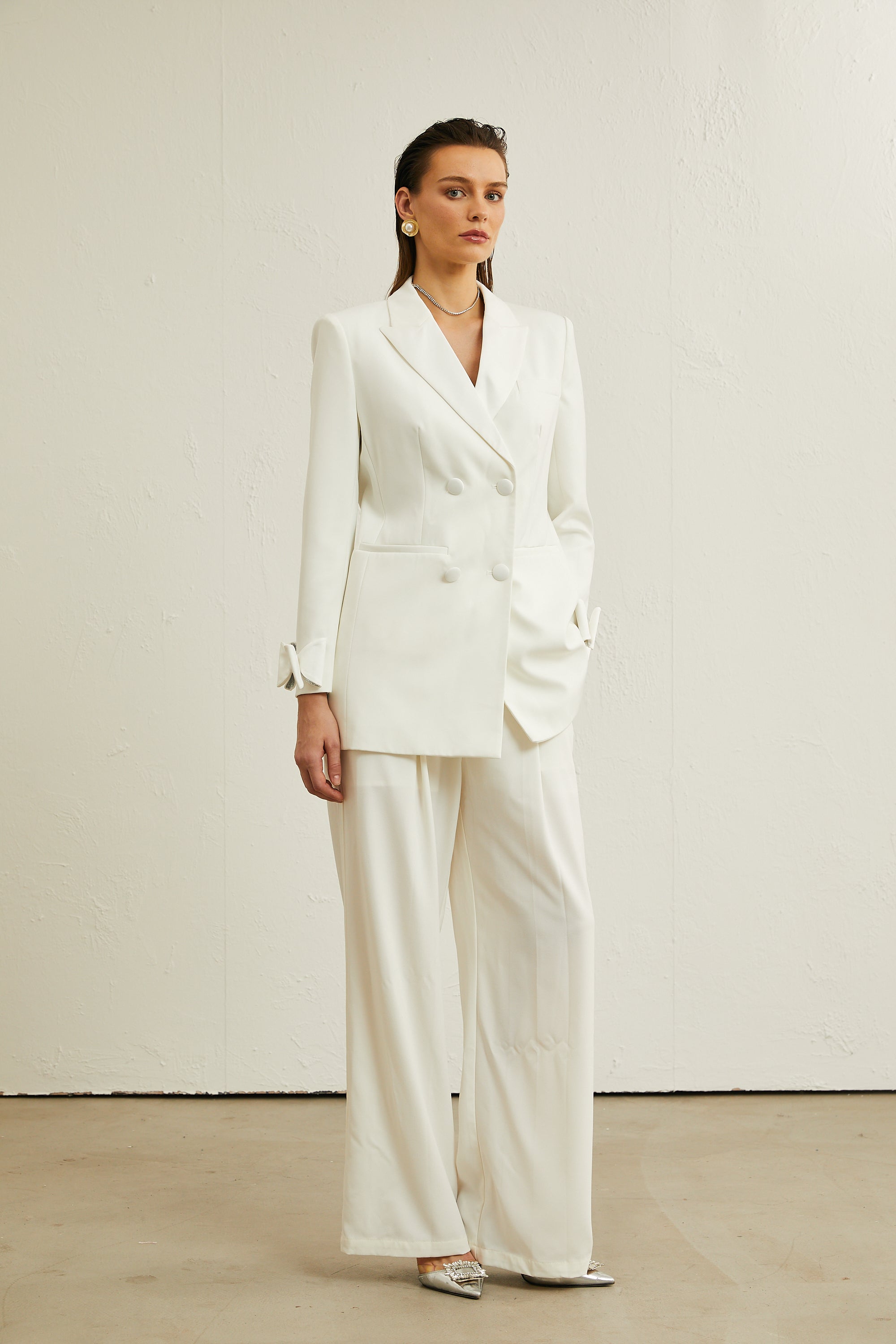 Margaux white bow-embellished wool jacket (Final Sale-US Only)