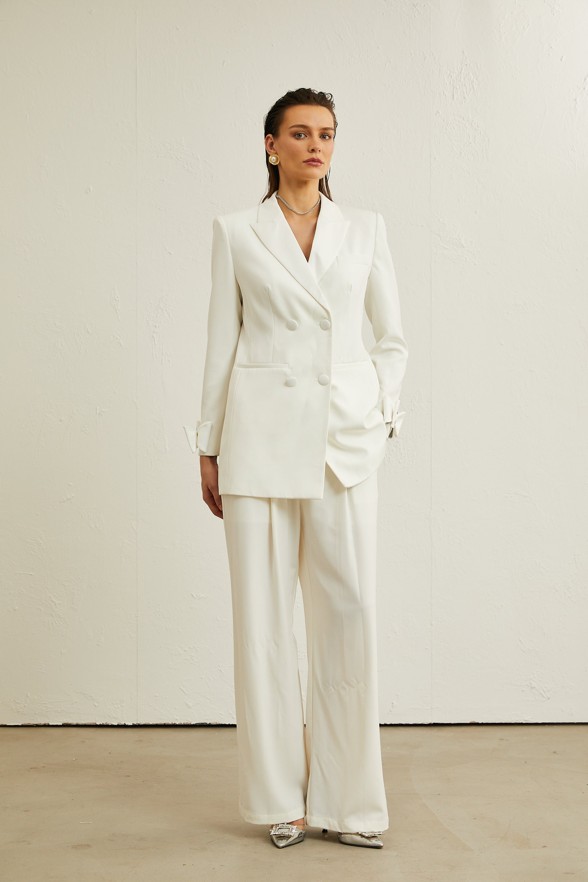 Margaux white bow-embellished wool jacket (Final Sale-US Only)