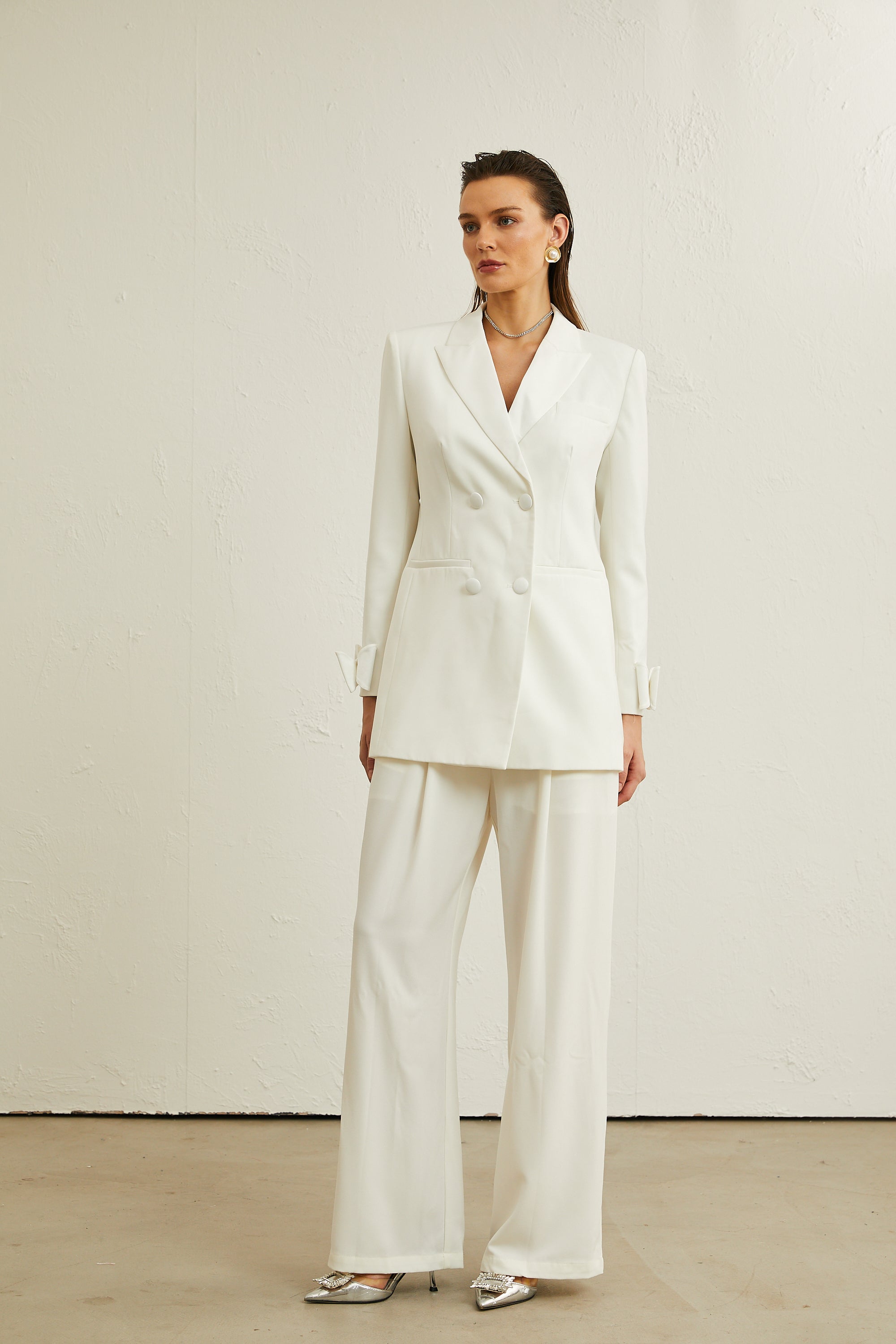 Margaux white bow-embellished wool jacket (Final Sale-US Only)