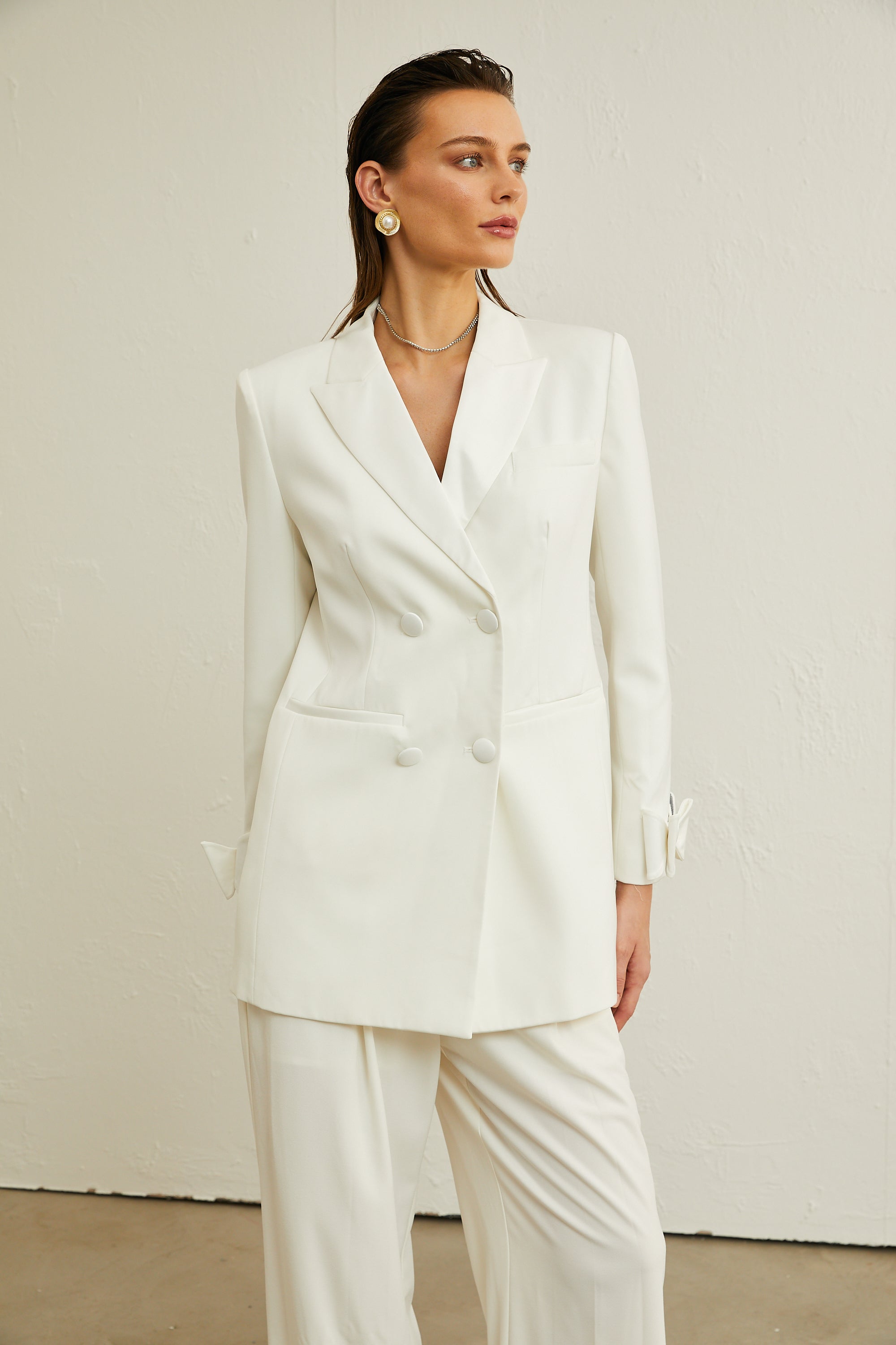 Margaux white bow-embellished wool jacket (Final Sale-US Only)