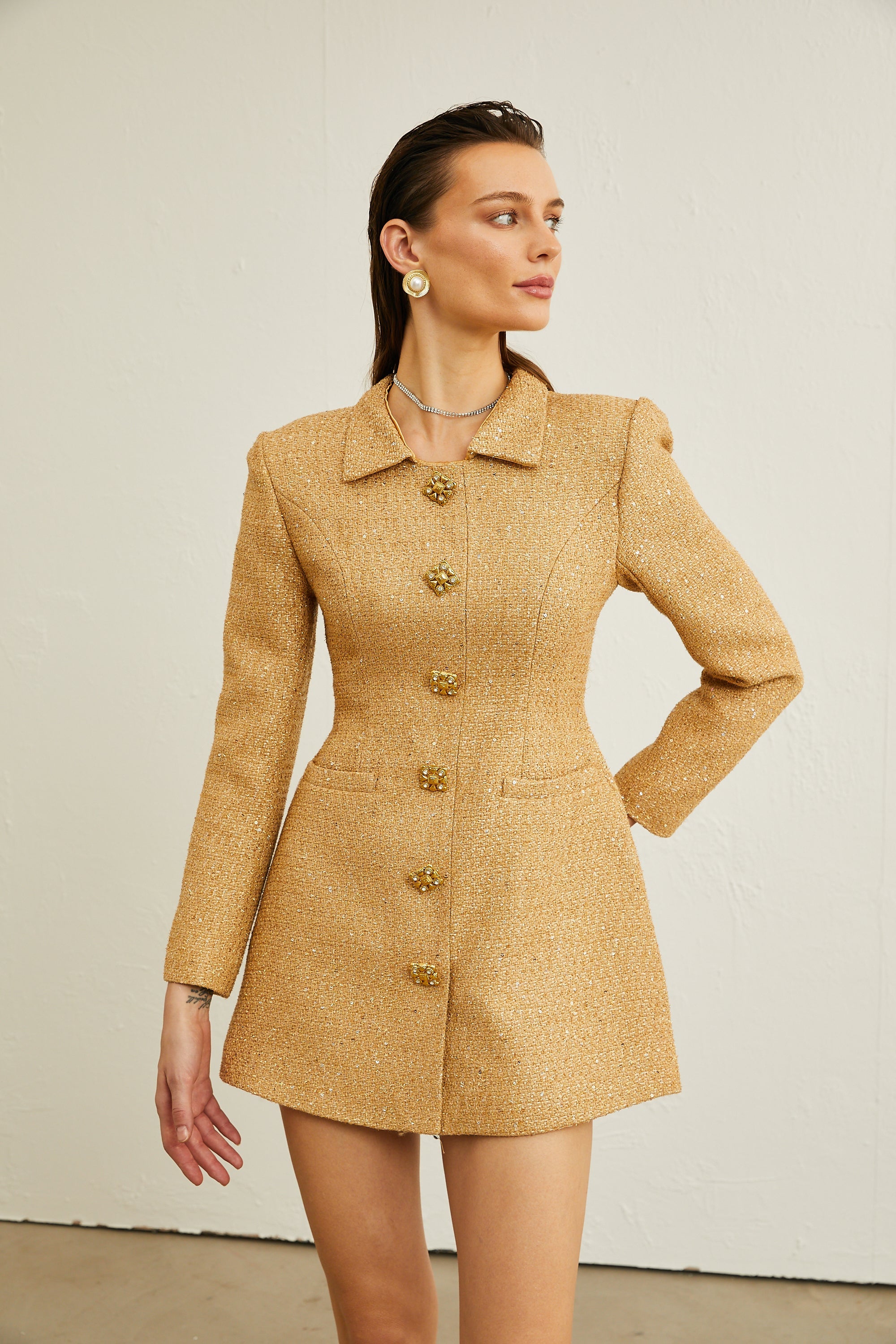 Morgane tweed long-sleeve mini dress (Final Sale)