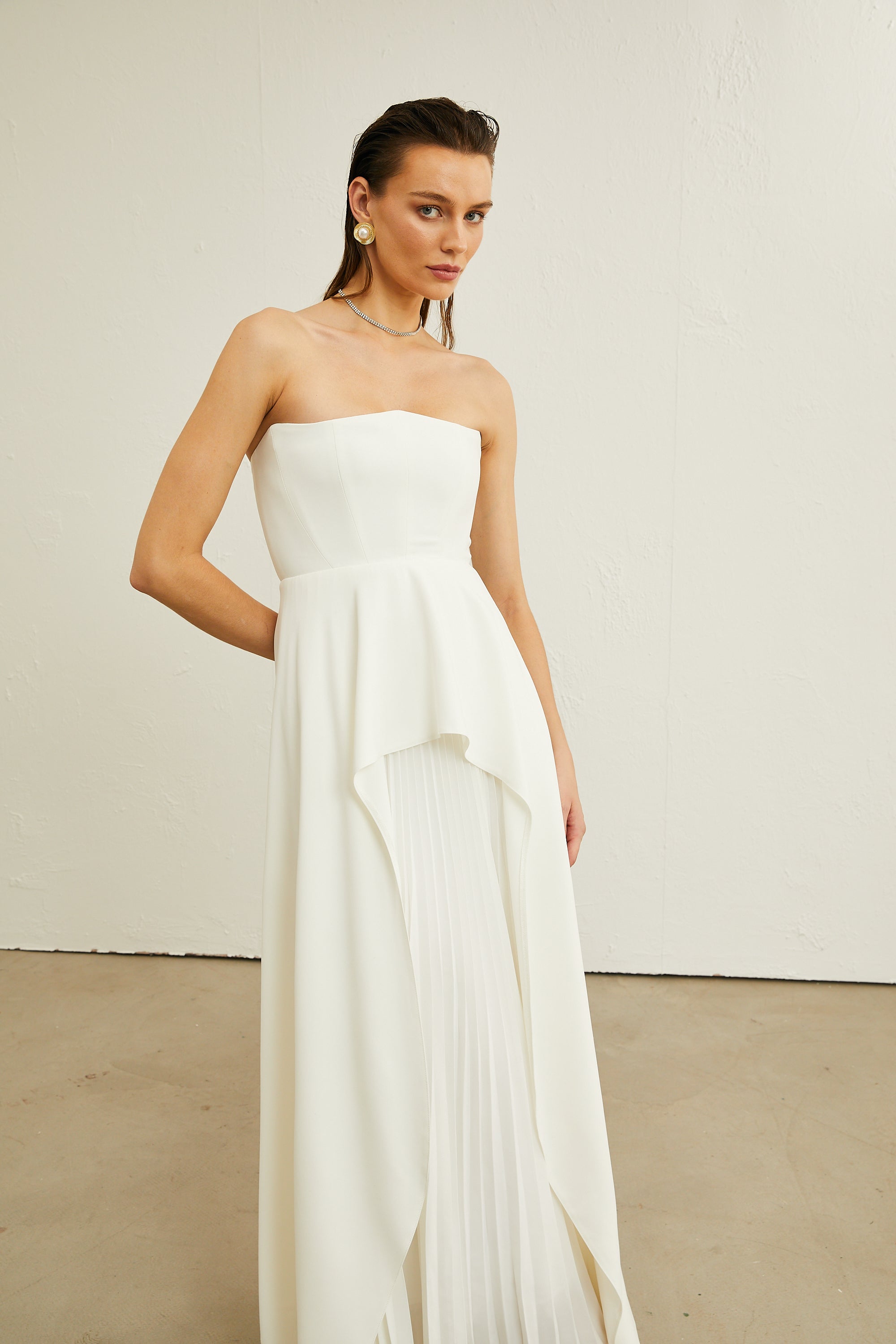 Vanessa white pleated off-shoulder maxi dress (Final Sale-US Only)