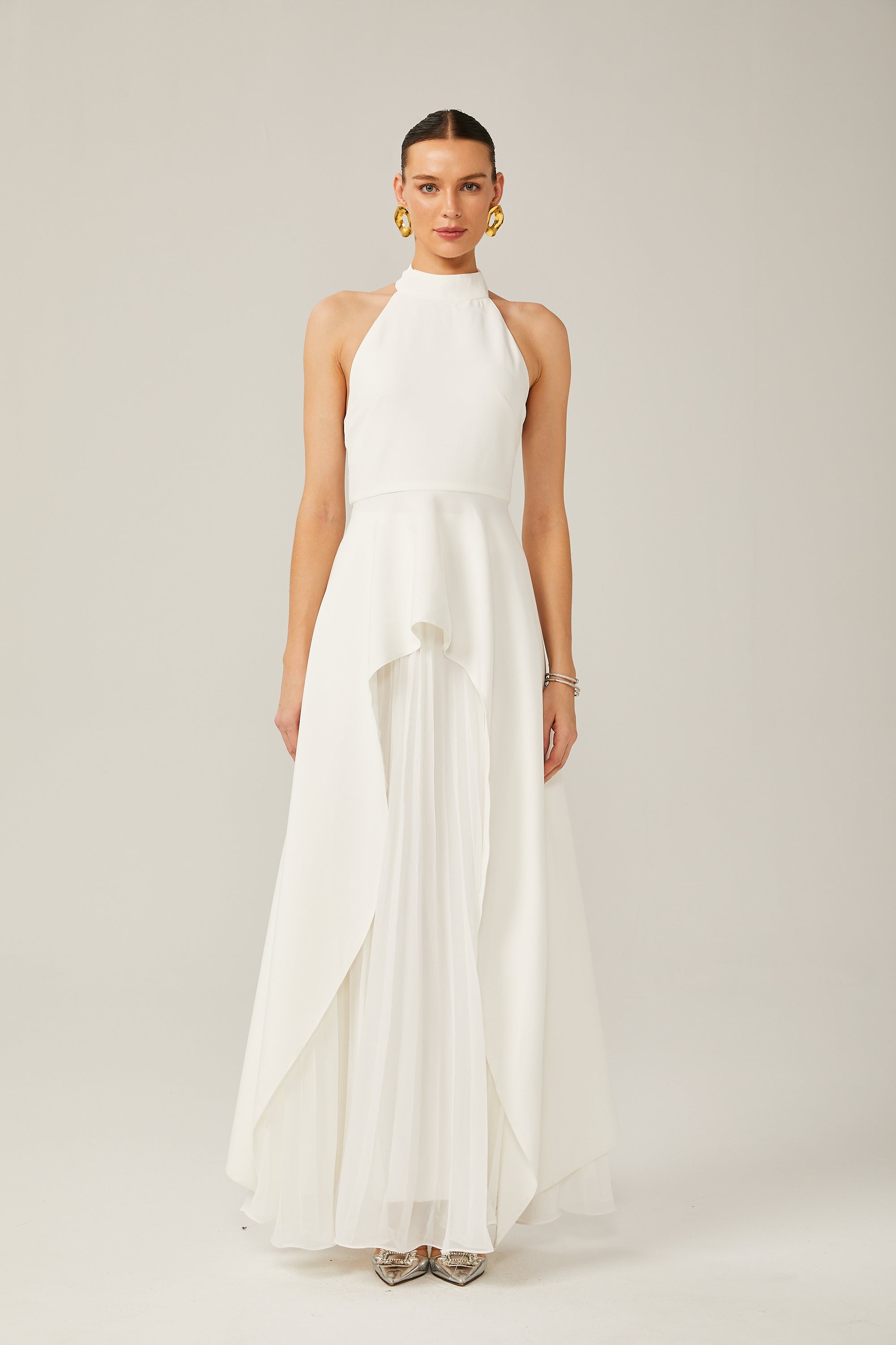 Inés halterneck layered long dress (Final Sale-US Only)