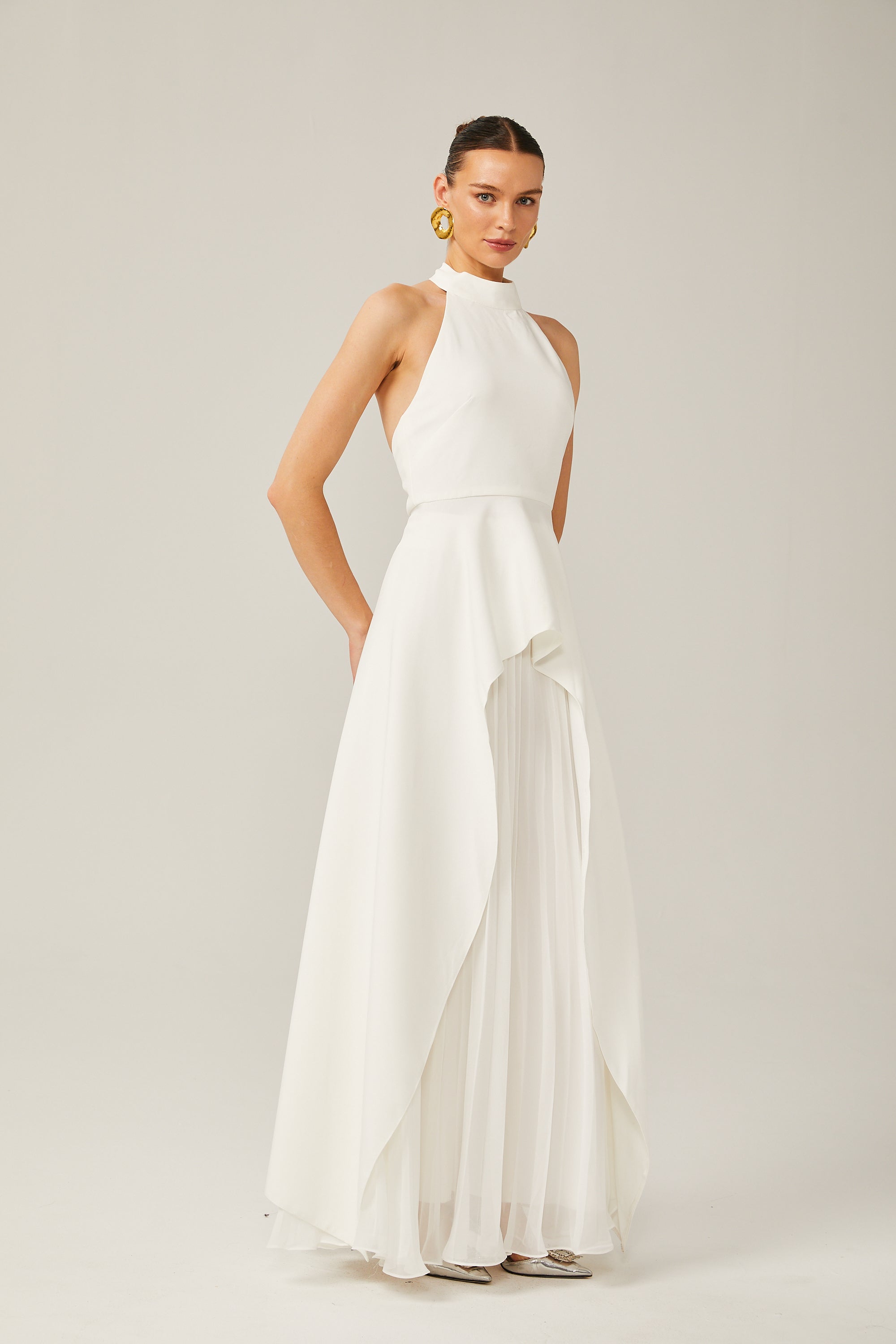 Inés halterneck layered long dress (Final Sale-US Only)