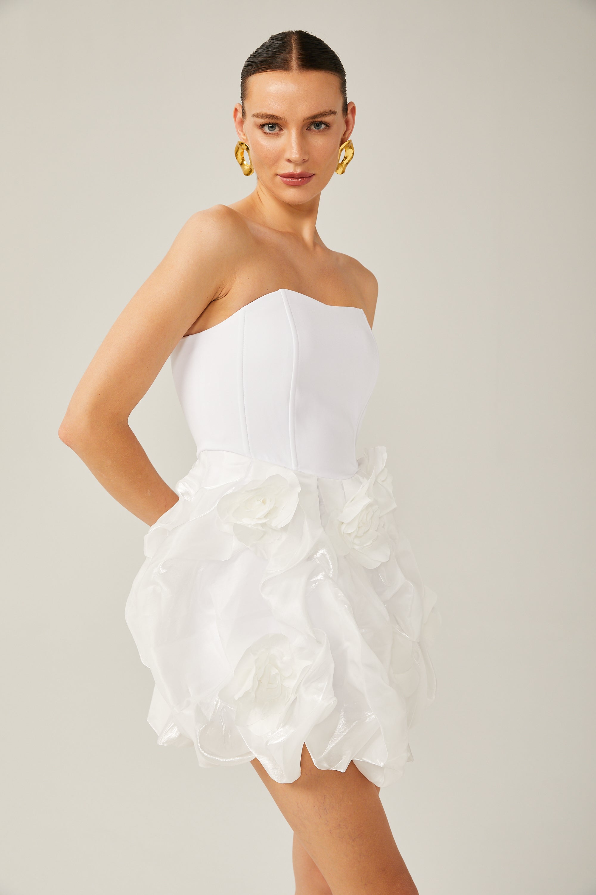 Thérèse 3d-petal corset mini dress (US Only)
