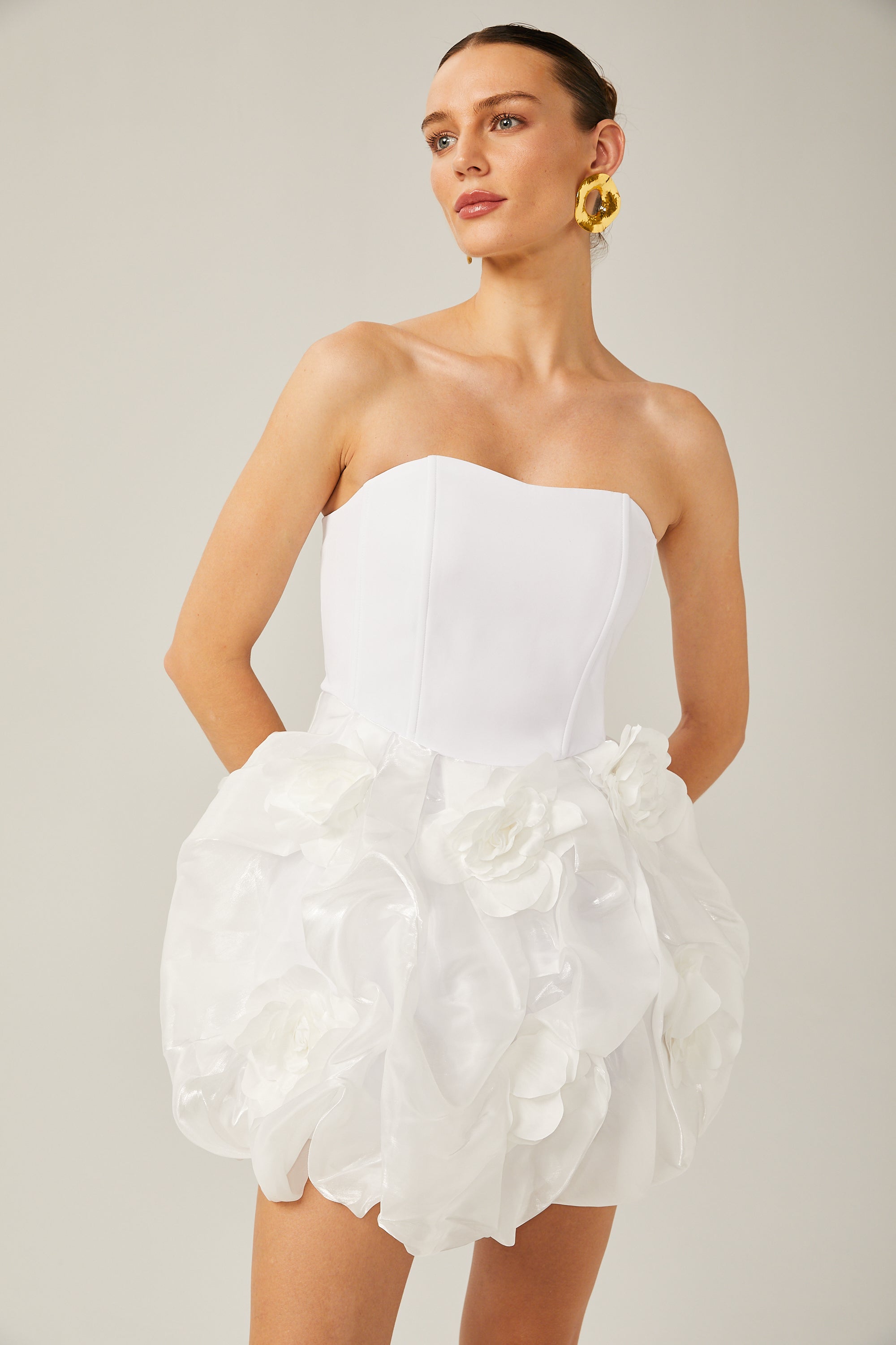 Thérèse 3d-petal corset mini dress (US Only)