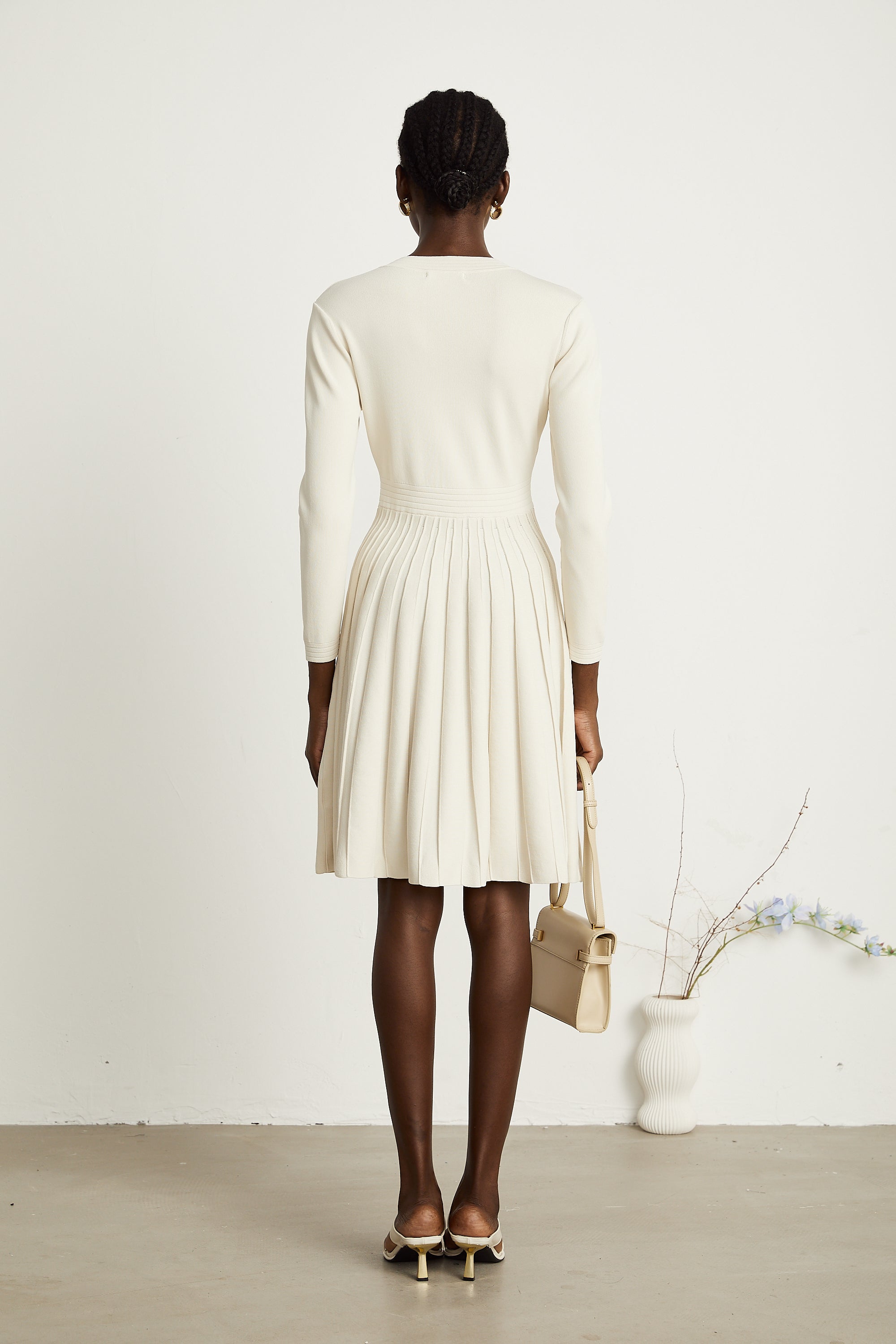 Bérengère white knitted pleated mini dress (Final Sale-US Only)