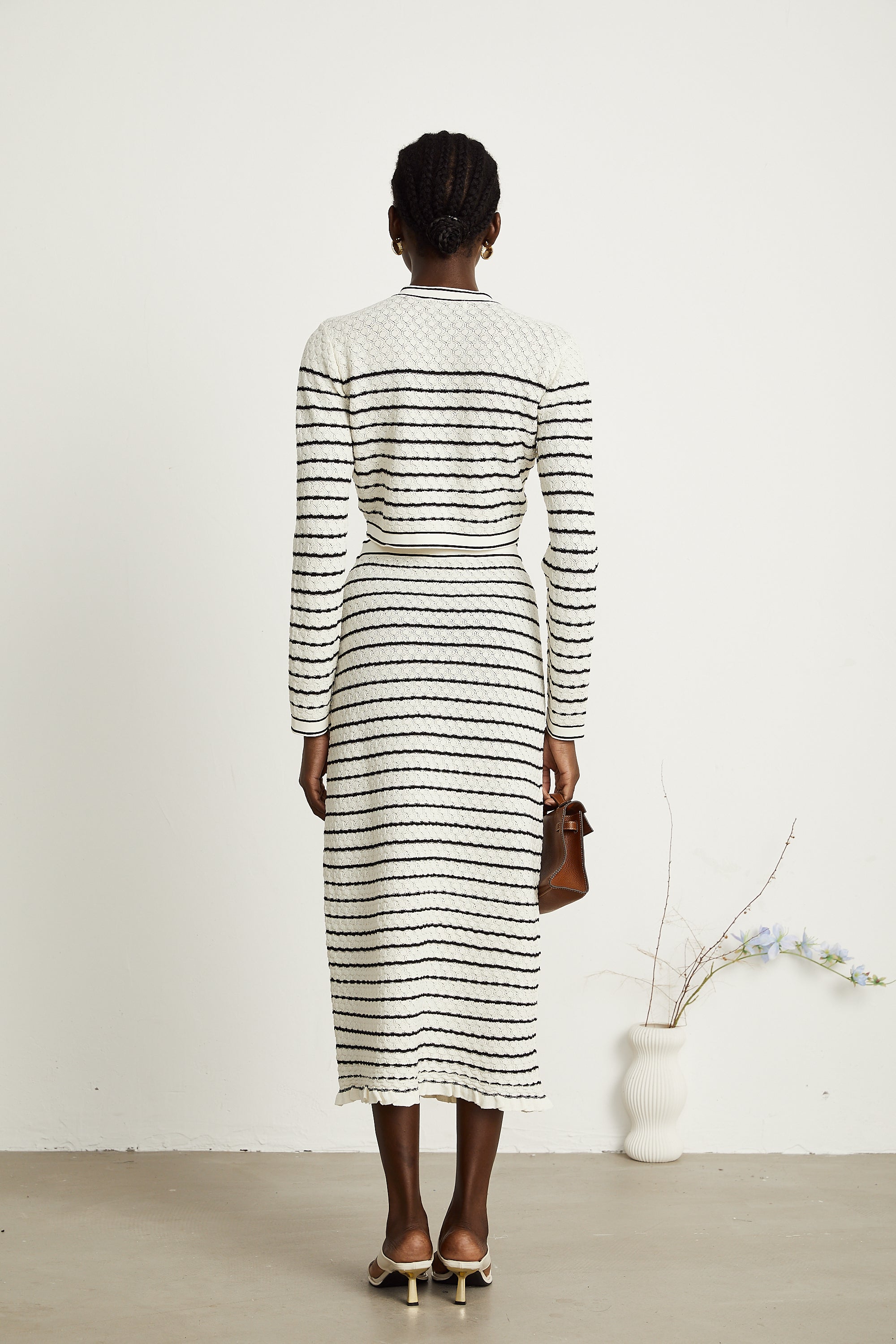 Colette pointelle-knit cardigan & skirt matching set (Final Sale-US Only)