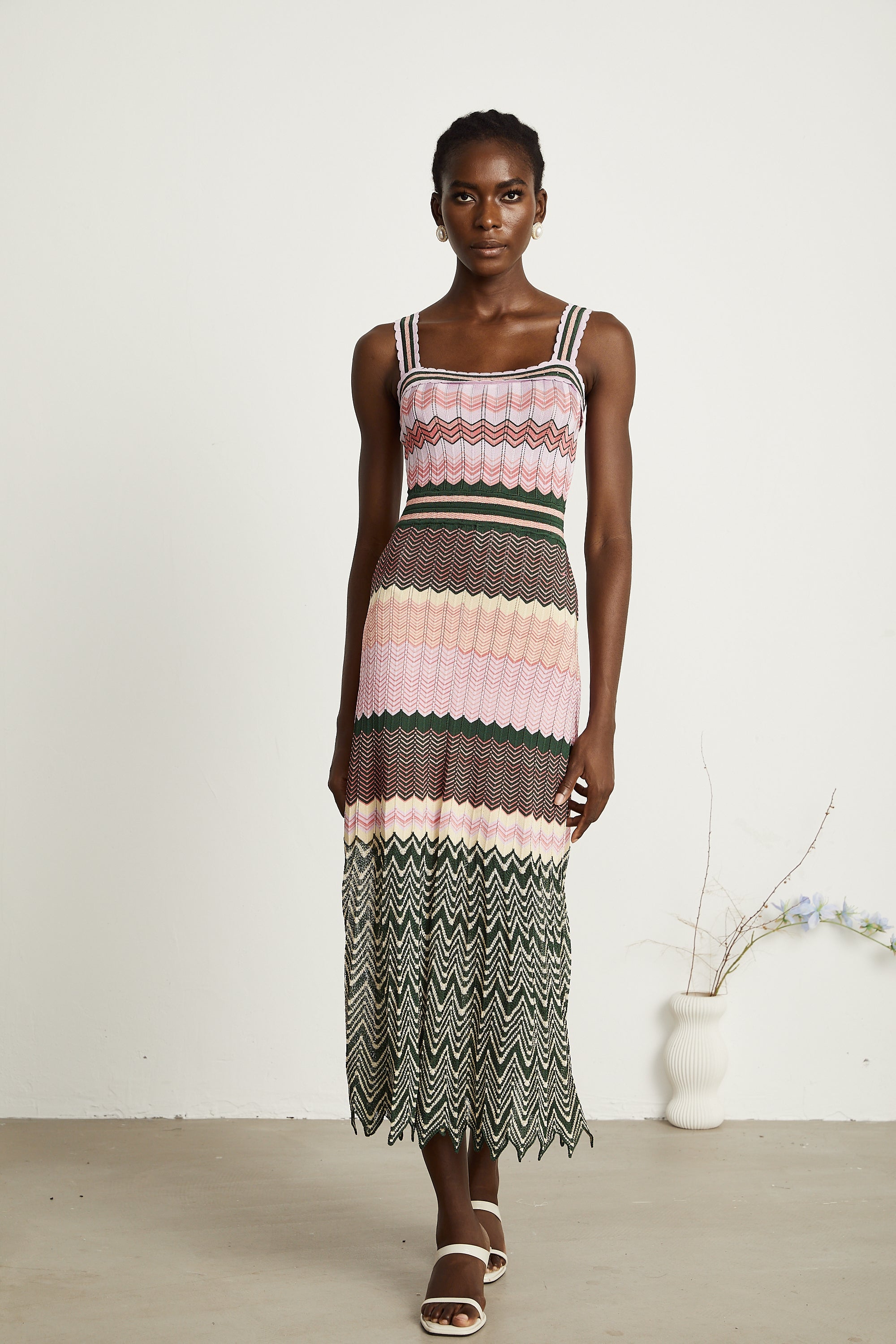 Daphné contrast-color knitted midi dress (Final Sale-US Only)