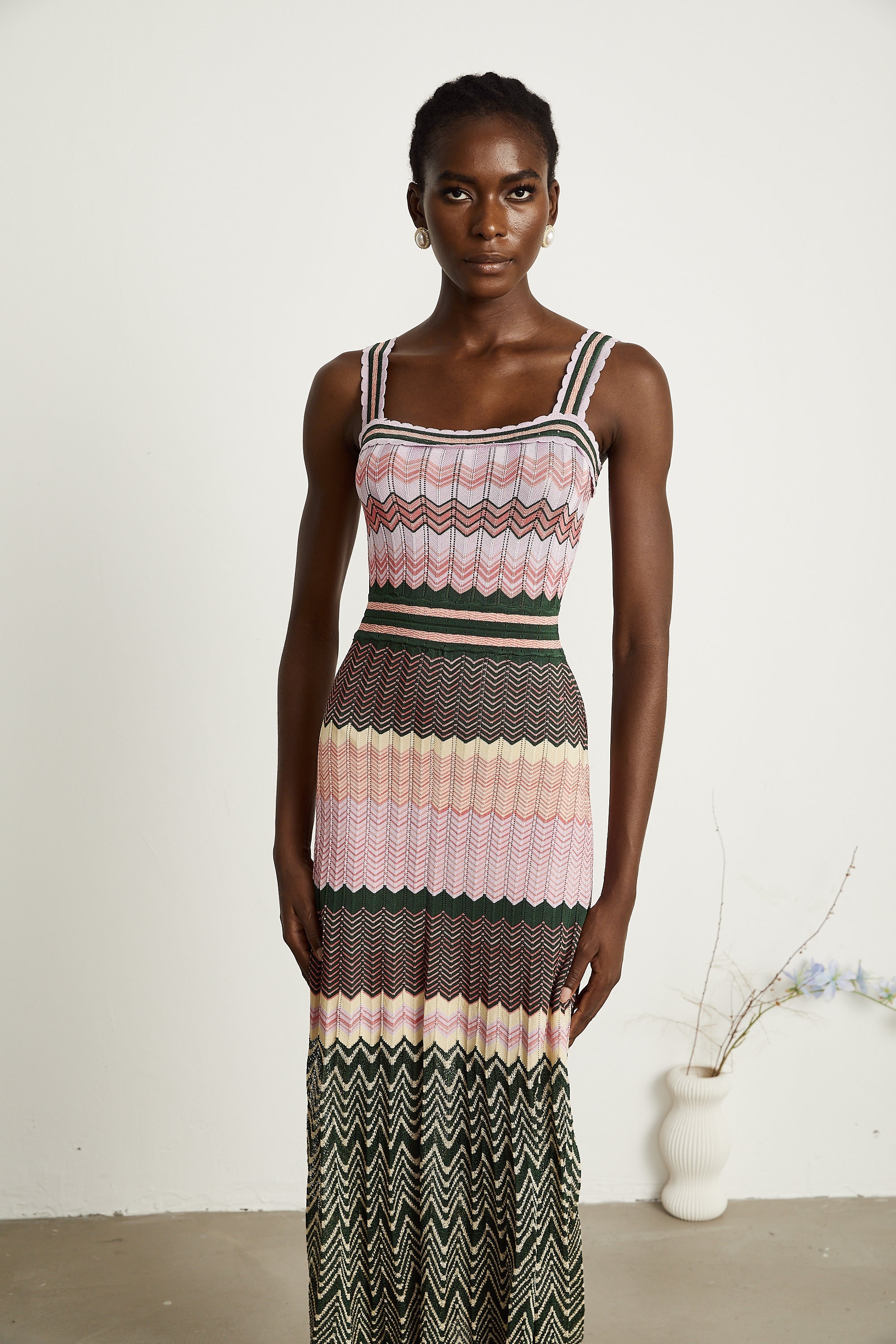 Daphné contrast-color knitted midi dress (Final Sale-US Only)