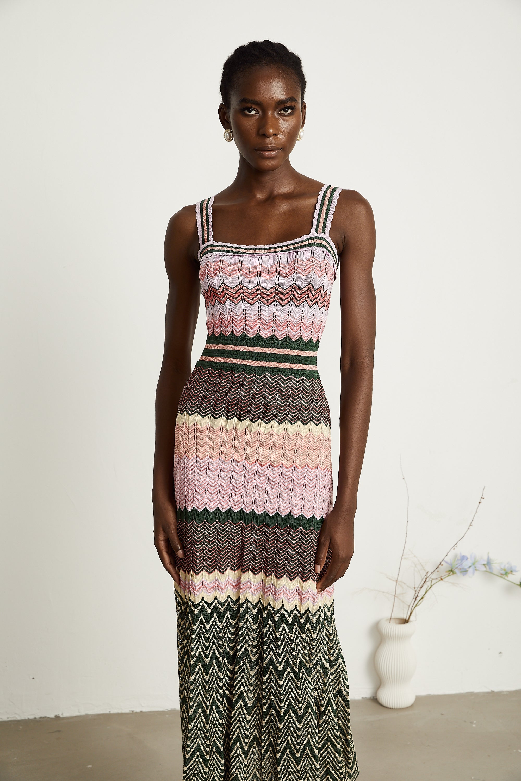 Daphné contrast-color knitted midi dress (Final Sale-US Only)