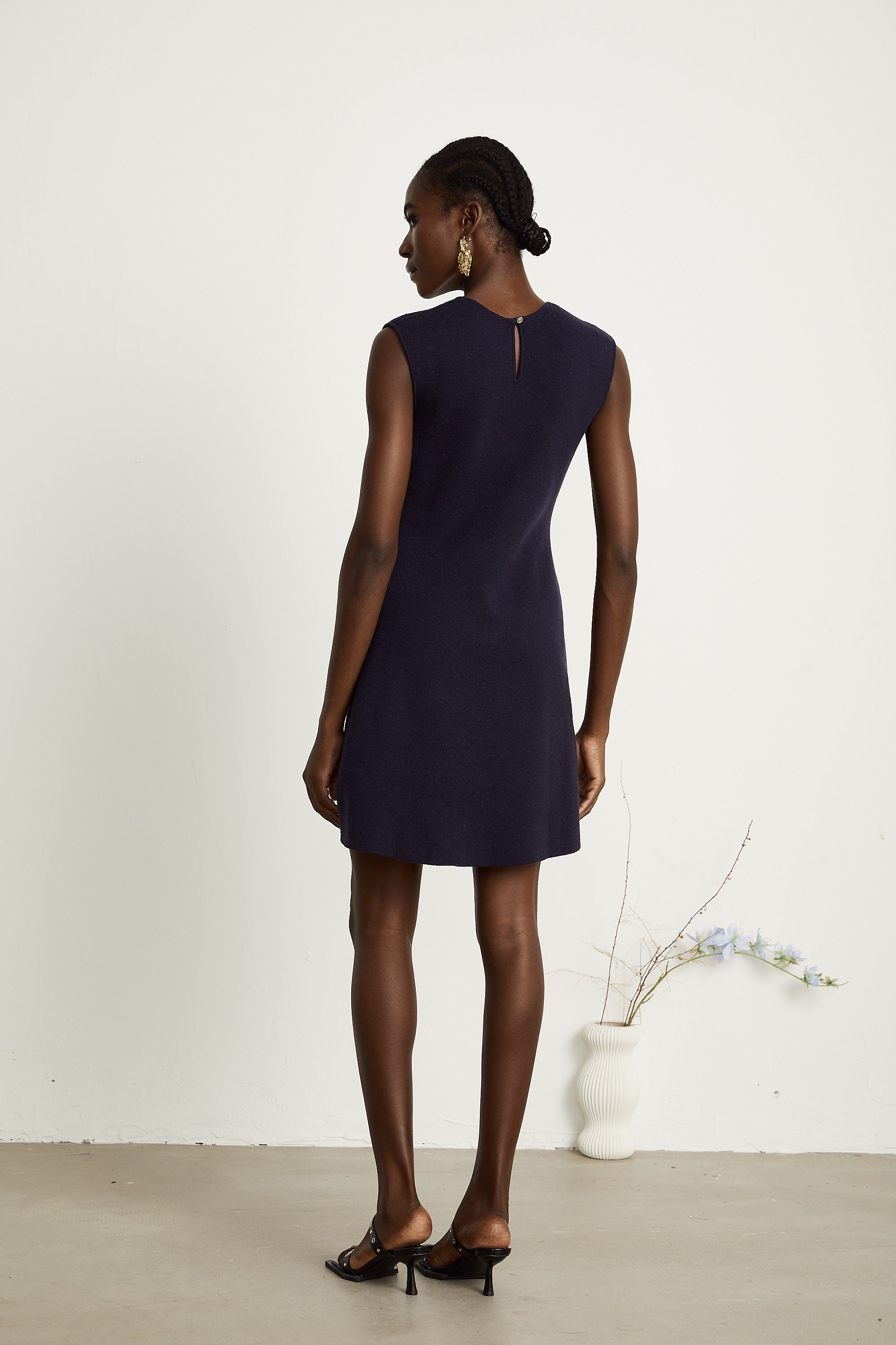 Clarisse dark-blue knitted top & dress matching set (Final Sale-US Only)