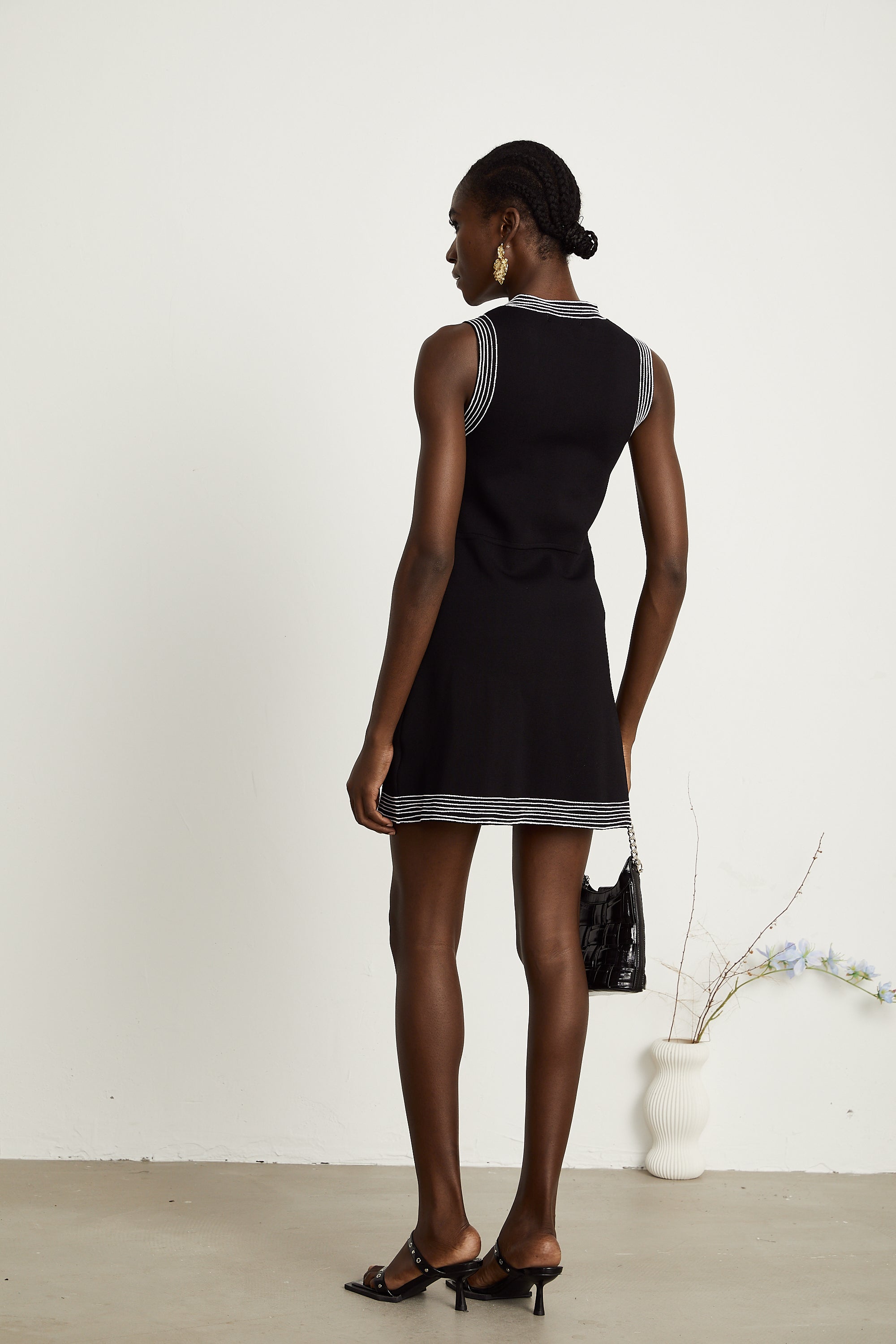 Colette contrasting-trim knitted mini dress