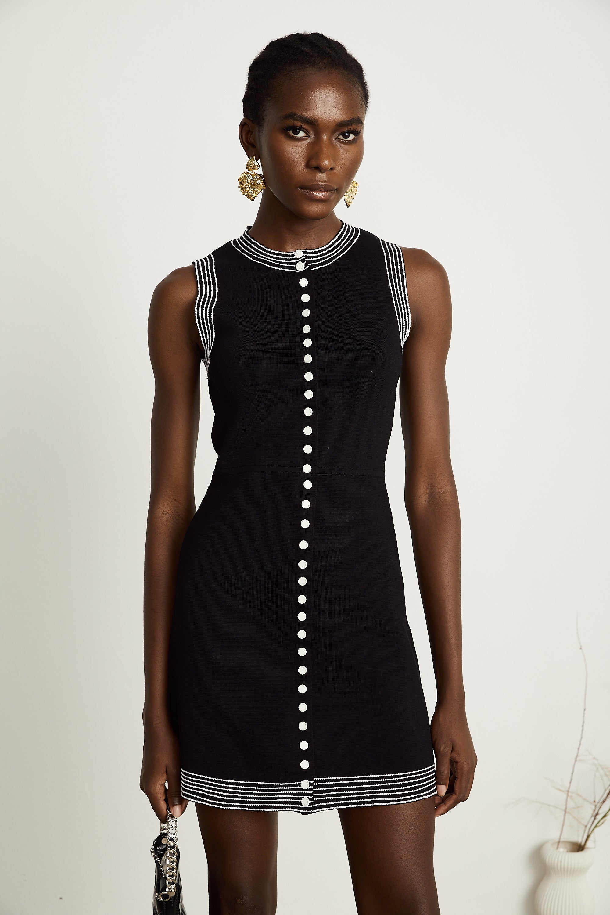 Colette contrasting-trim knitted mini dress