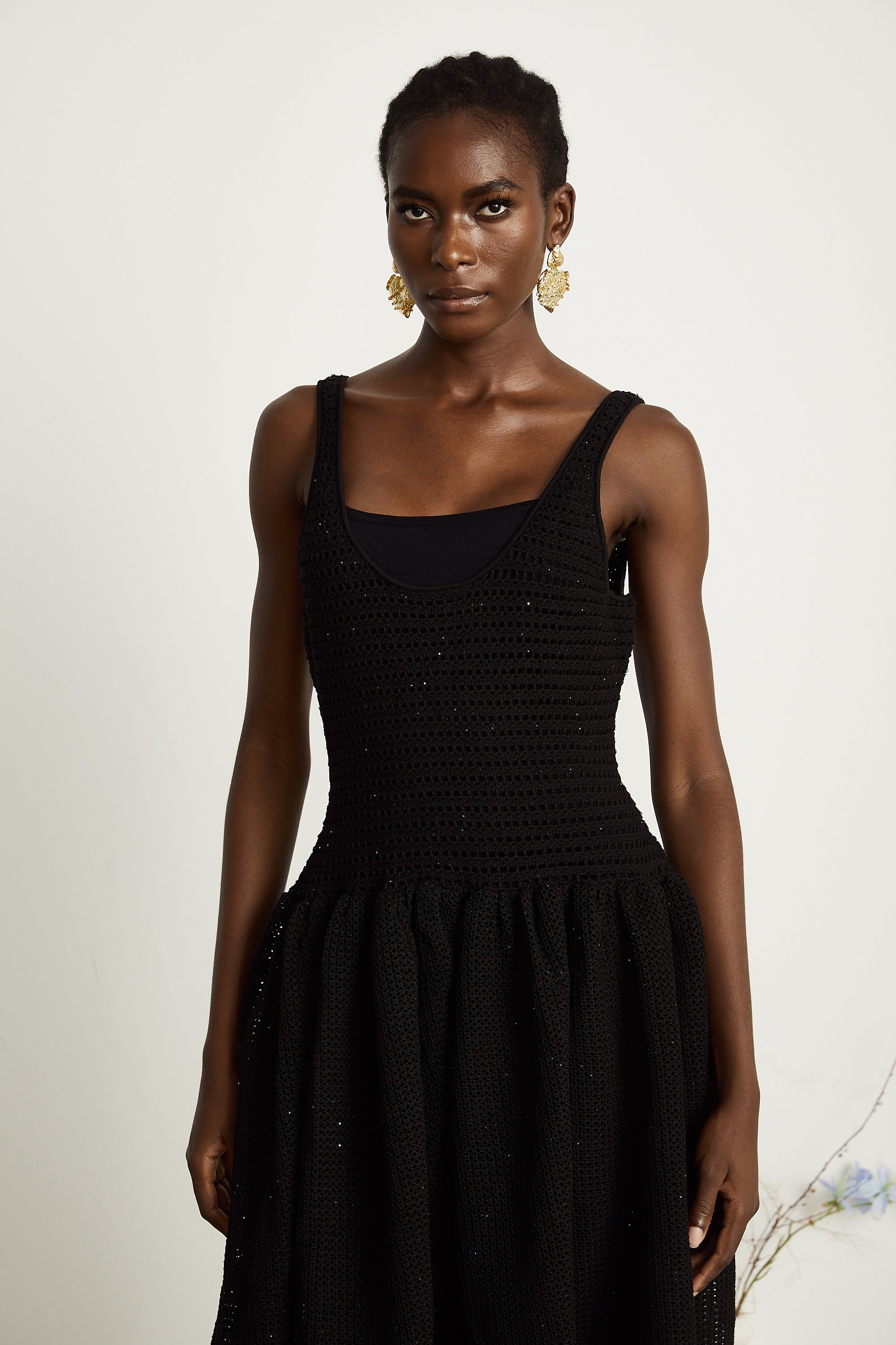 Clotilde black crochet-knit midi dress (Final Sale)