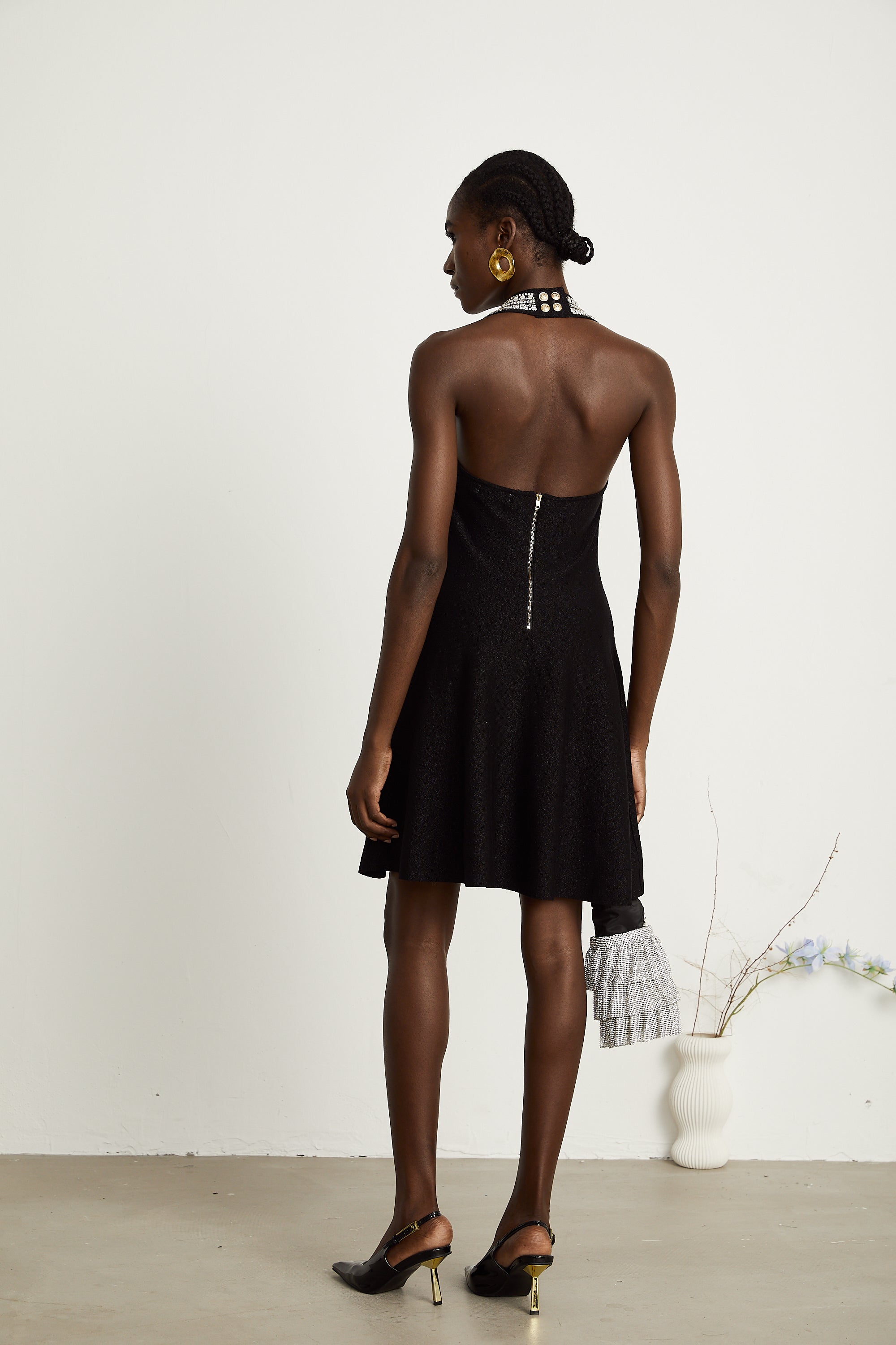 Éléonore black embellished knitted mini dress (US Only)