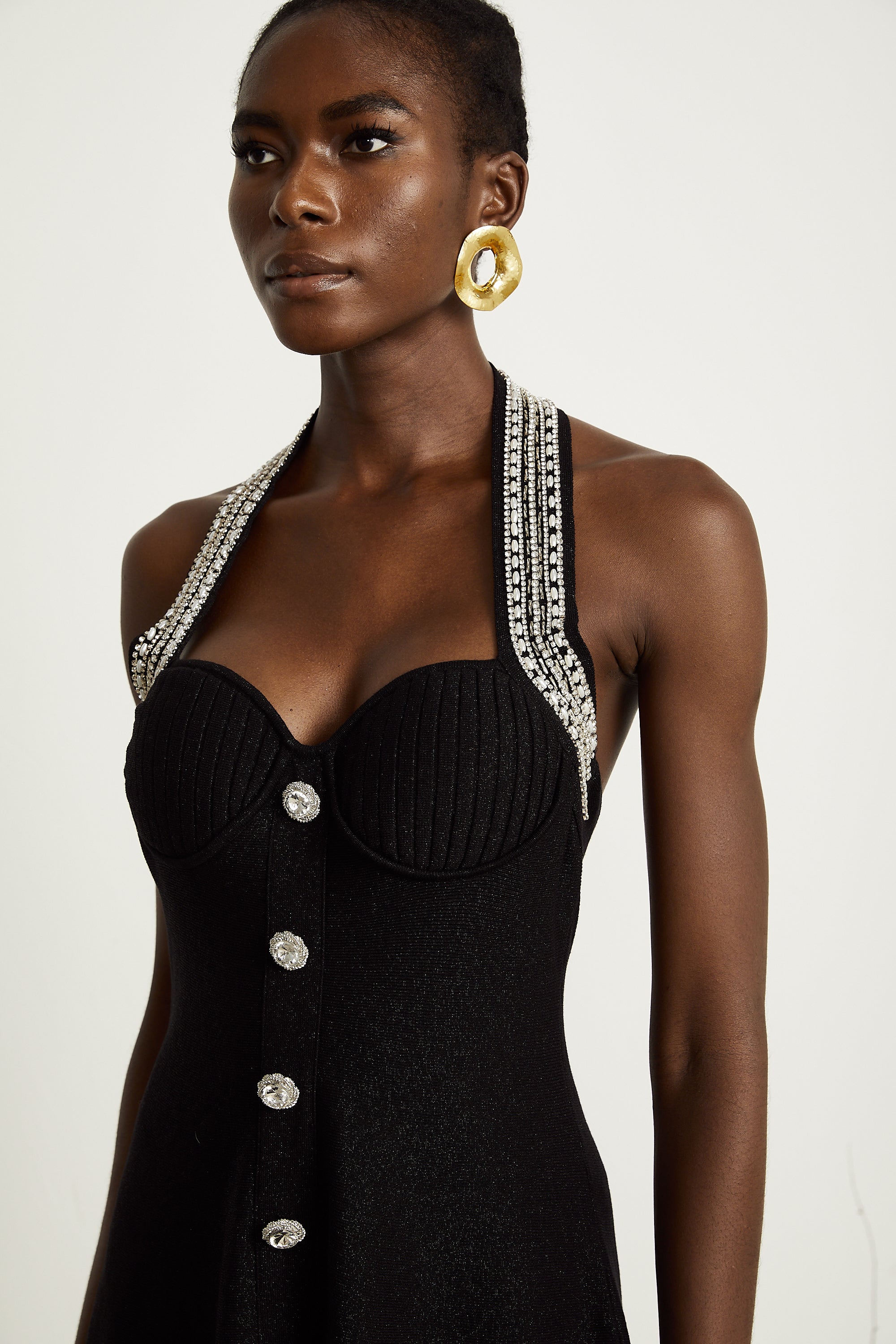 Éléonore black embellished knitted mini dress (US Only)