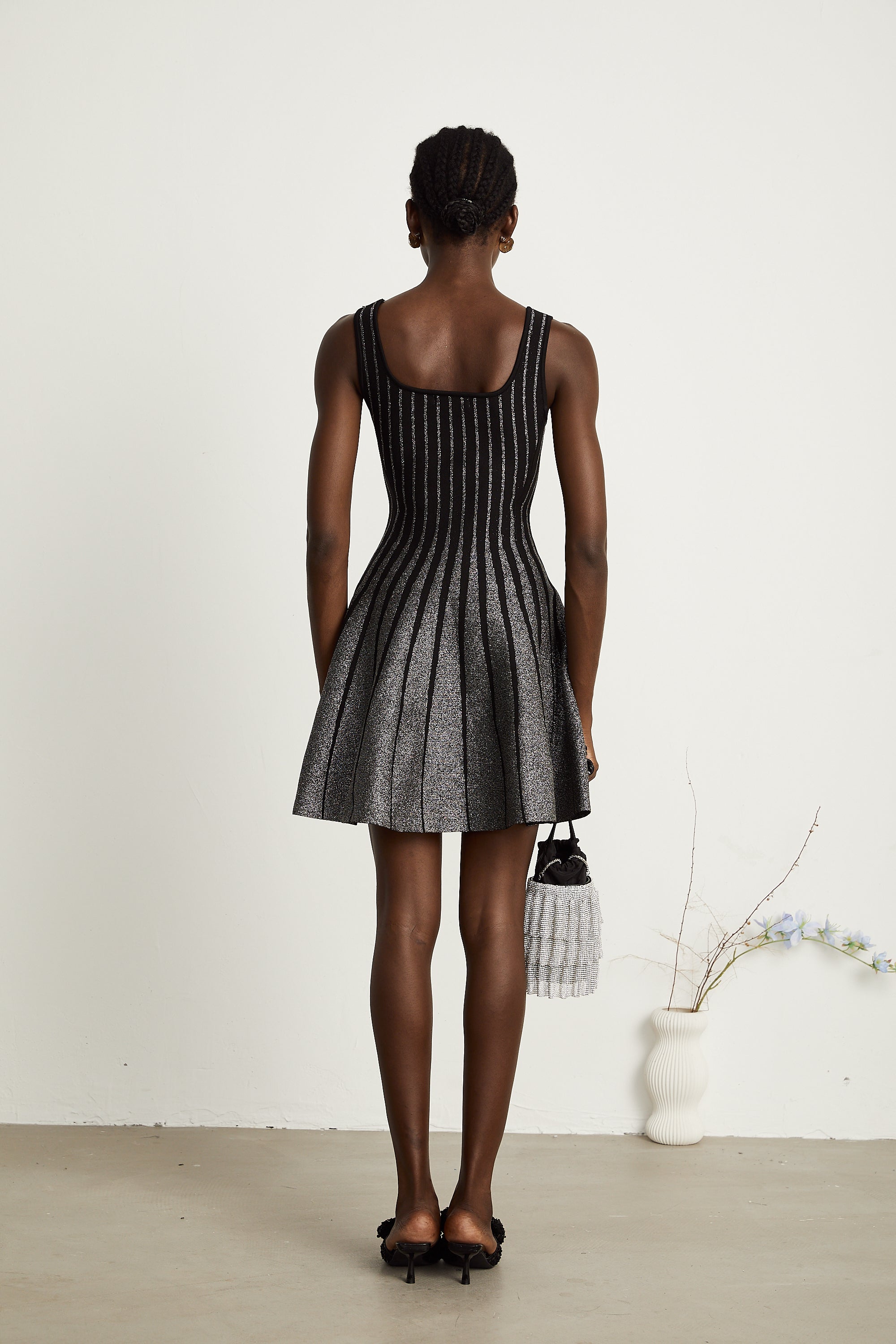 Anouk black glittered flared mini dress (Final Sale-US Only)