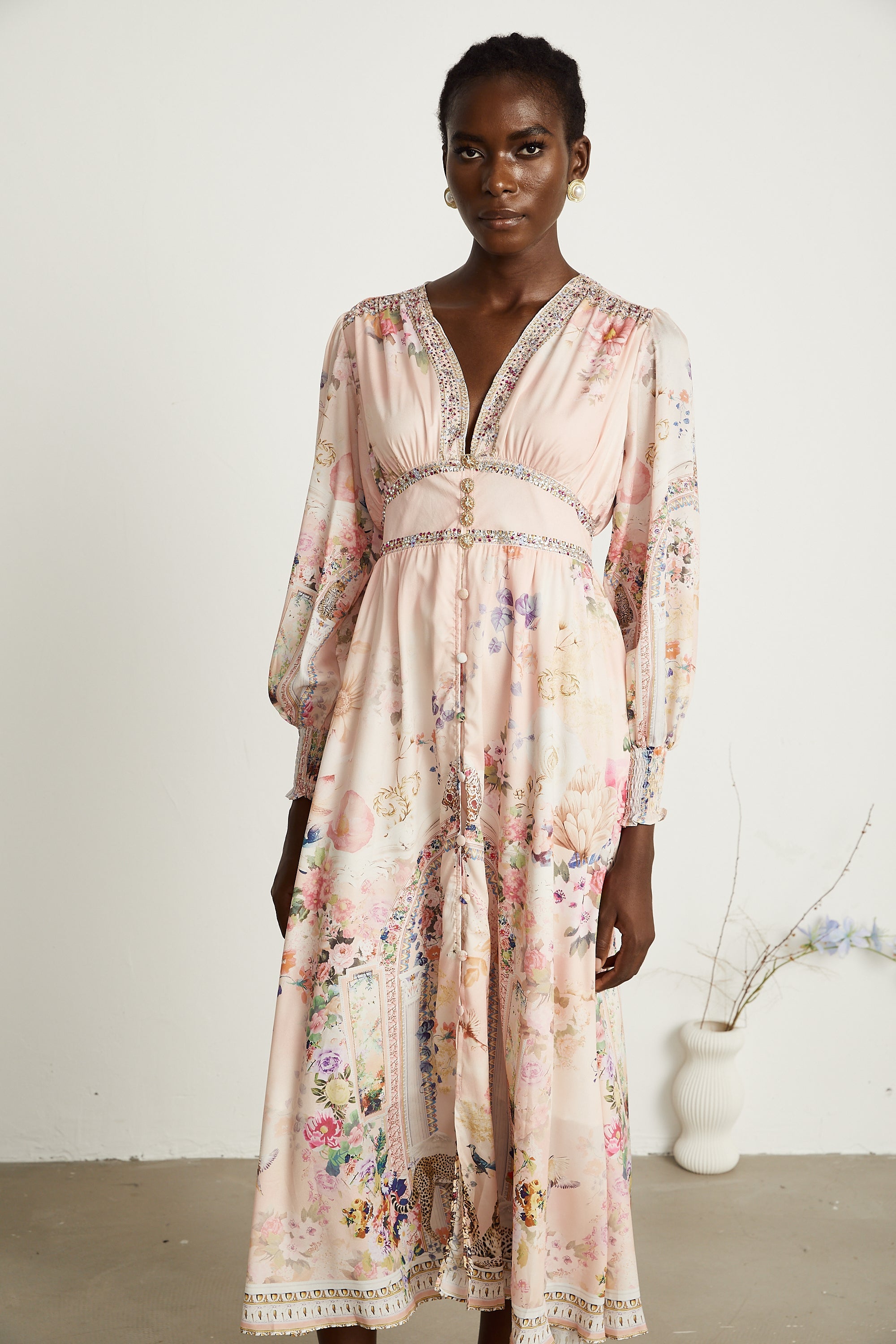 Audrey graphic rhinestone-embellished midi dress (US Only)