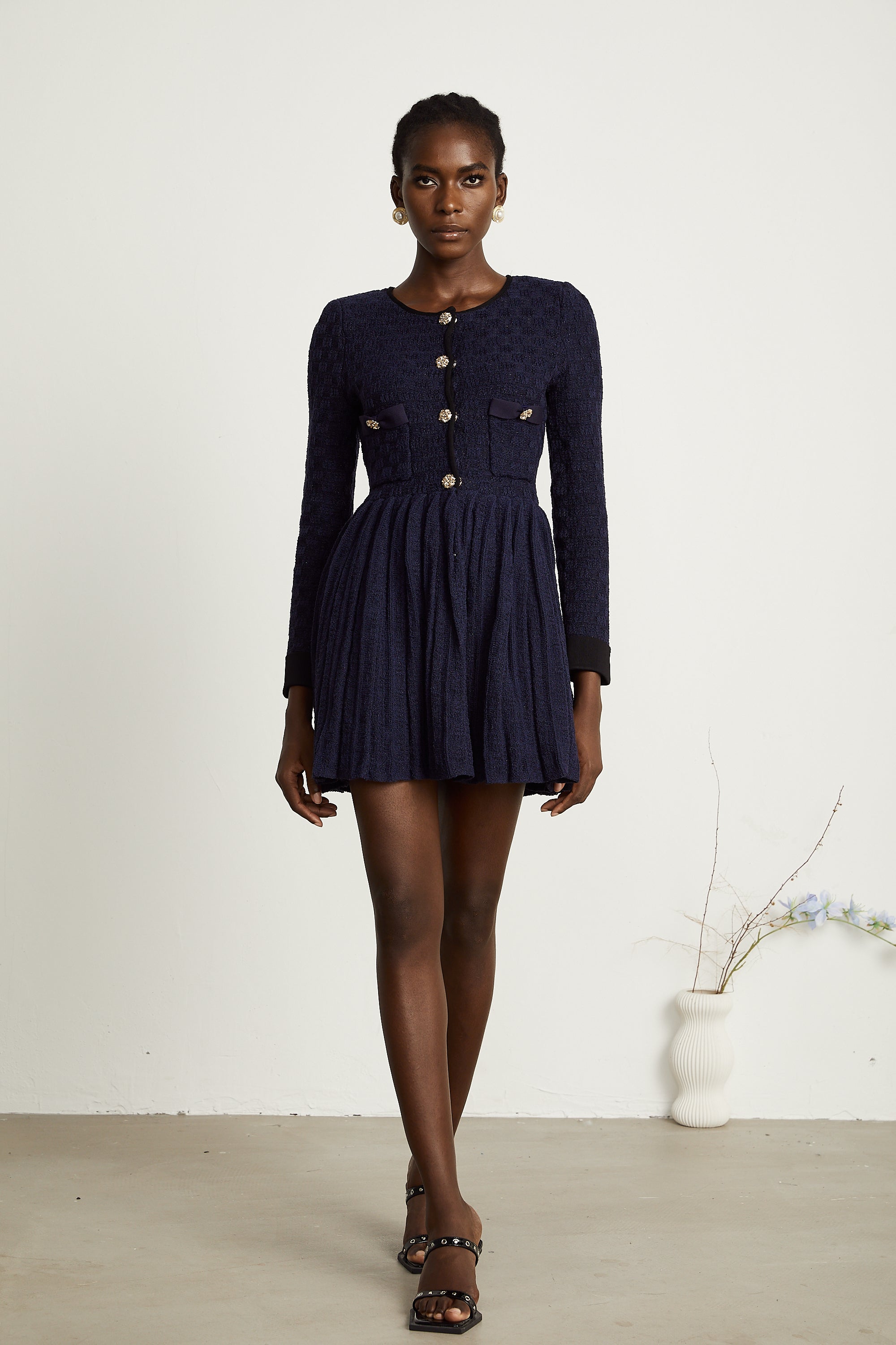 Cloé knitted pleated mini dress (US Only)