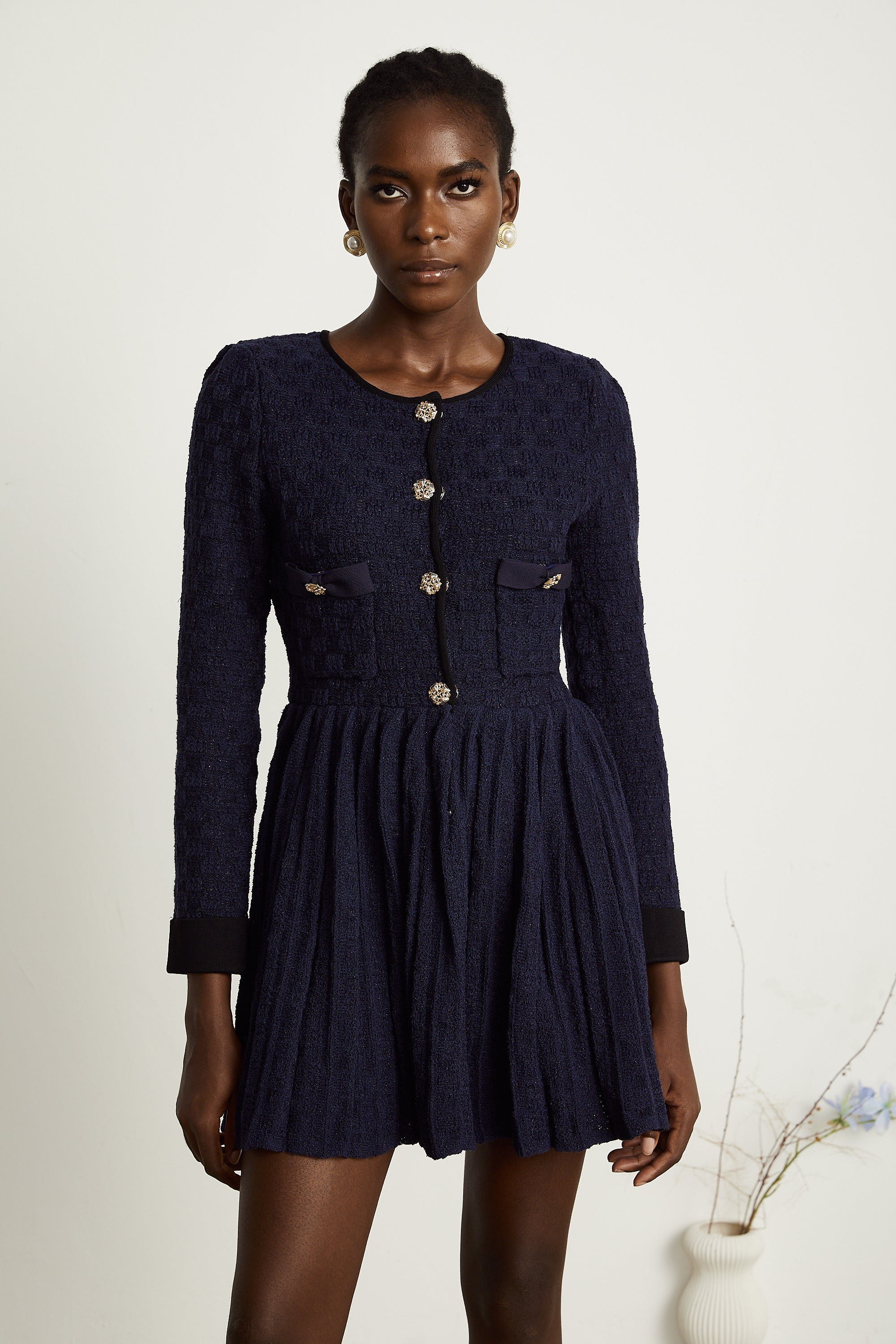 Cloé knitted pleated mini dress (US Only)