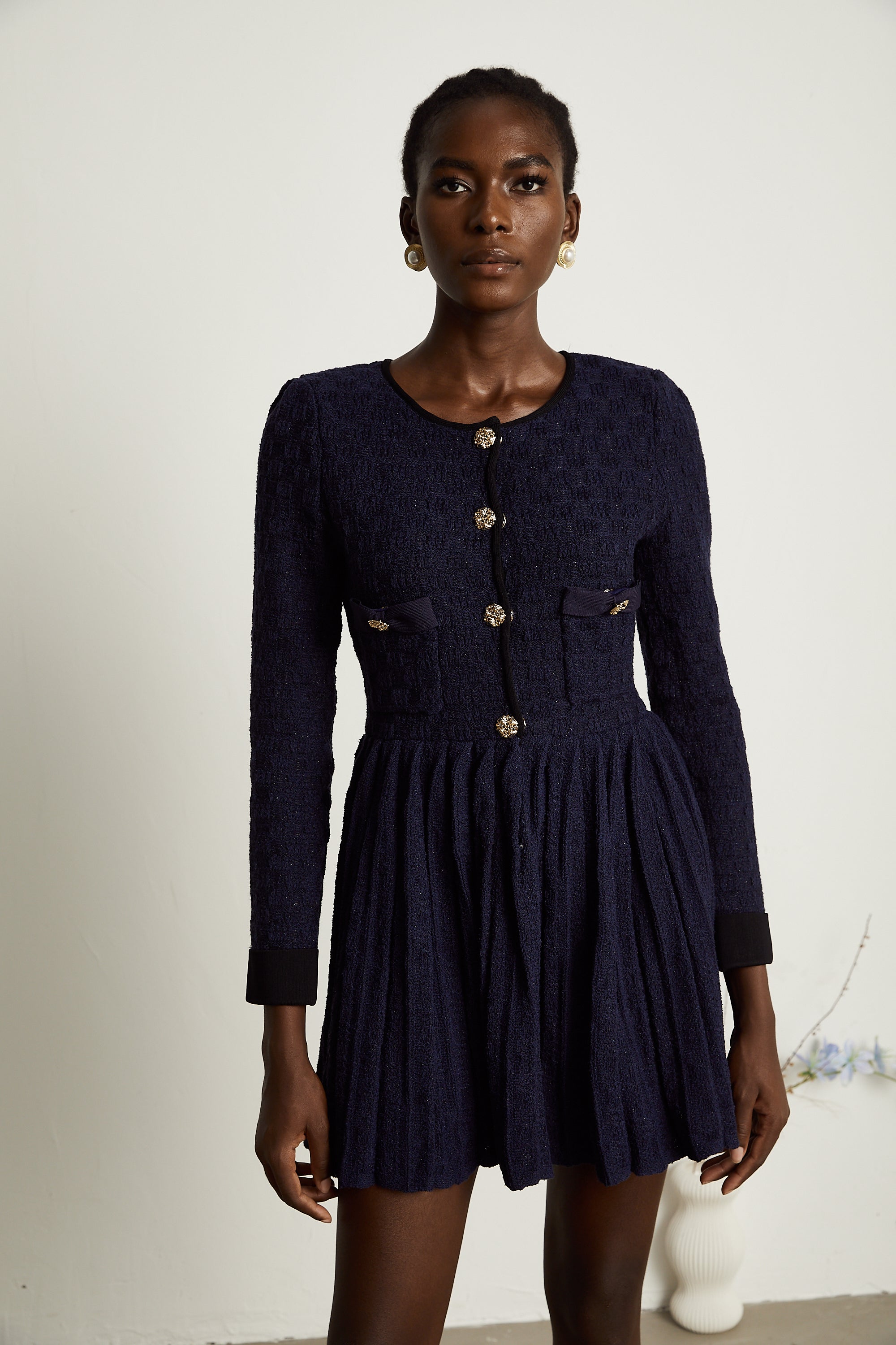 Cloé knitted pleated mini dress (US Only)