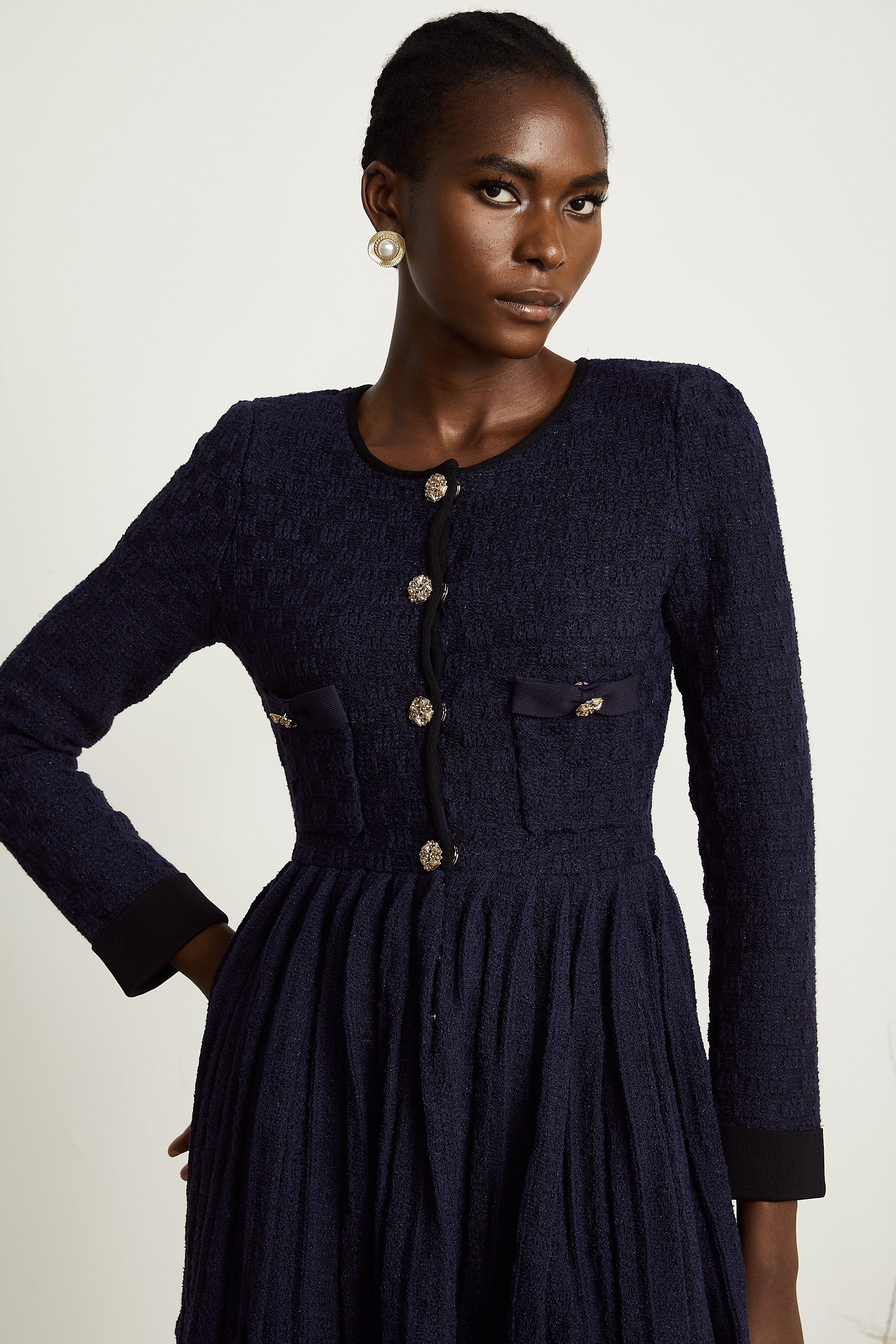 Cloé knitted pleated mini dress (US Only)