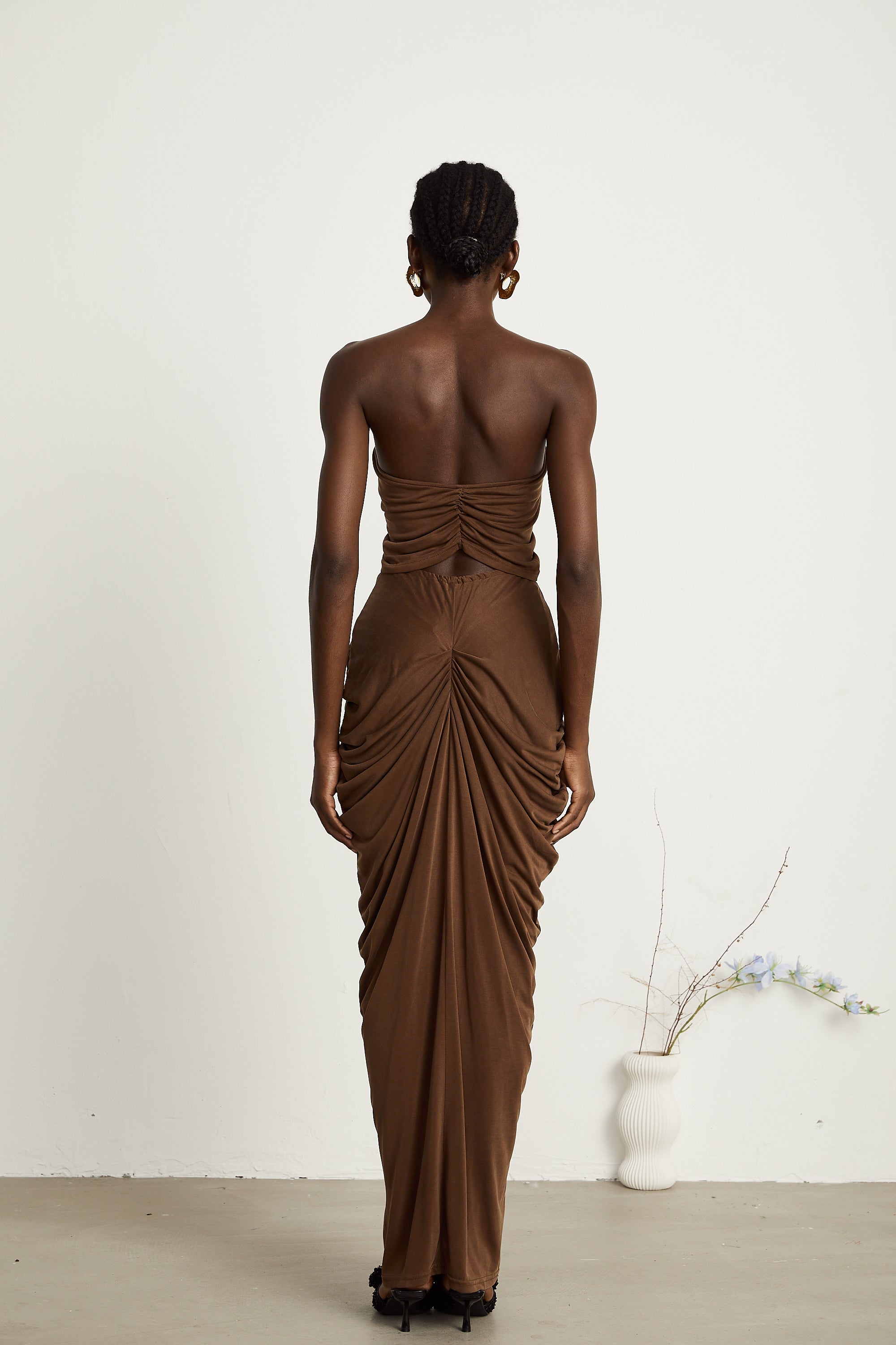 Félicité brown ruched top & skirt matching set (US Only)
