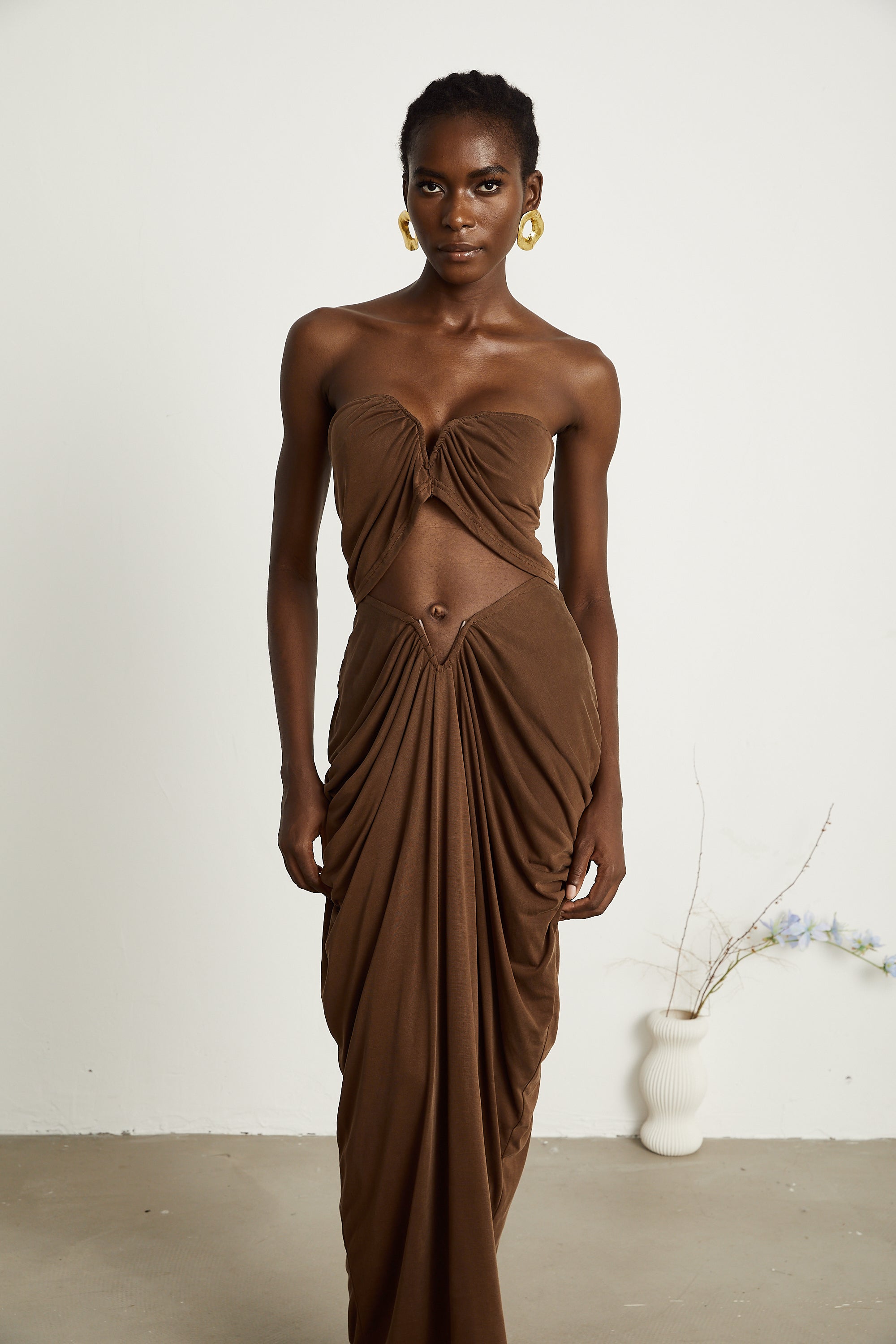 Félicité brown ruched top & skirt matching set (US Only)