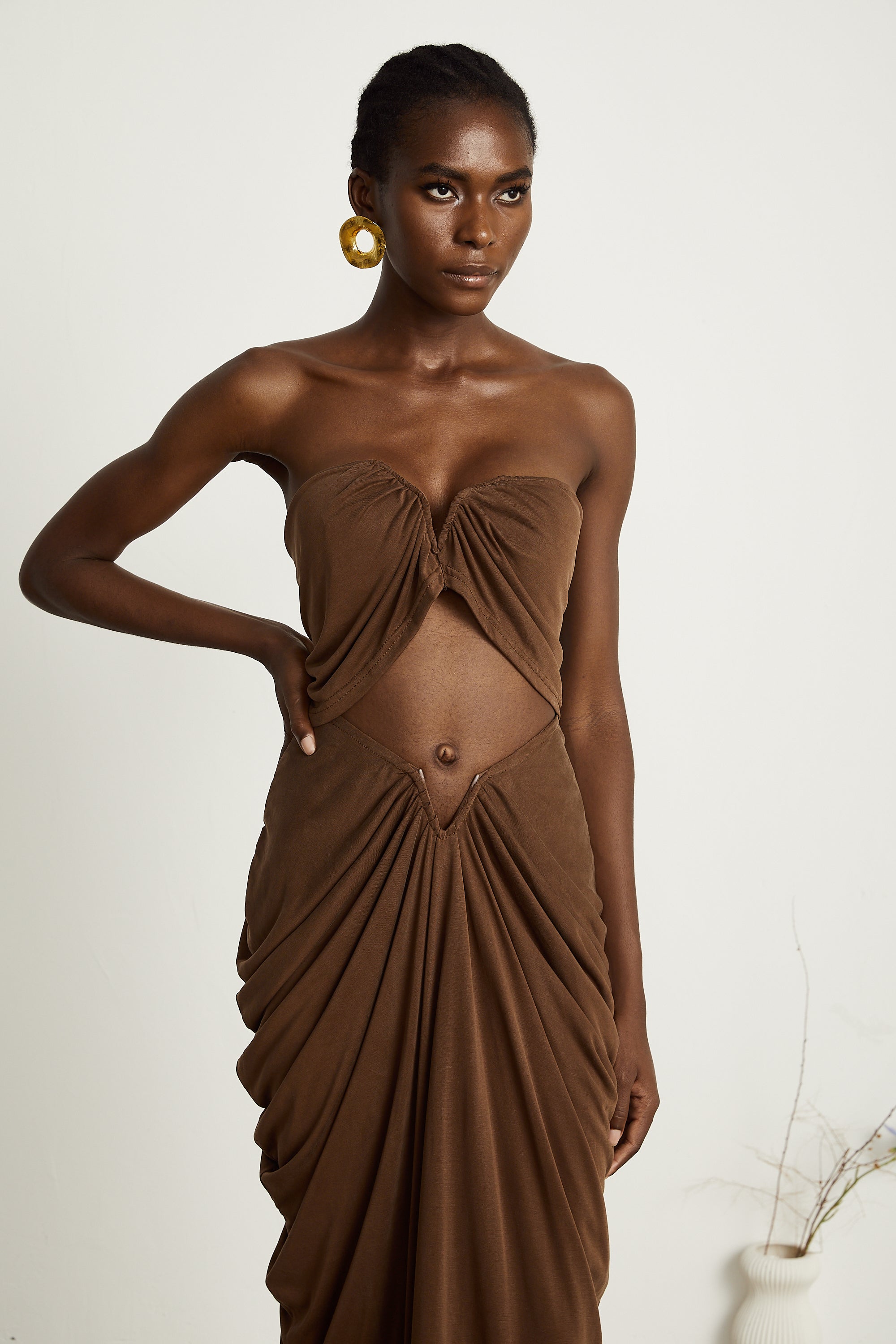 Félicité brown ruched top & skirt matching set (US Only)