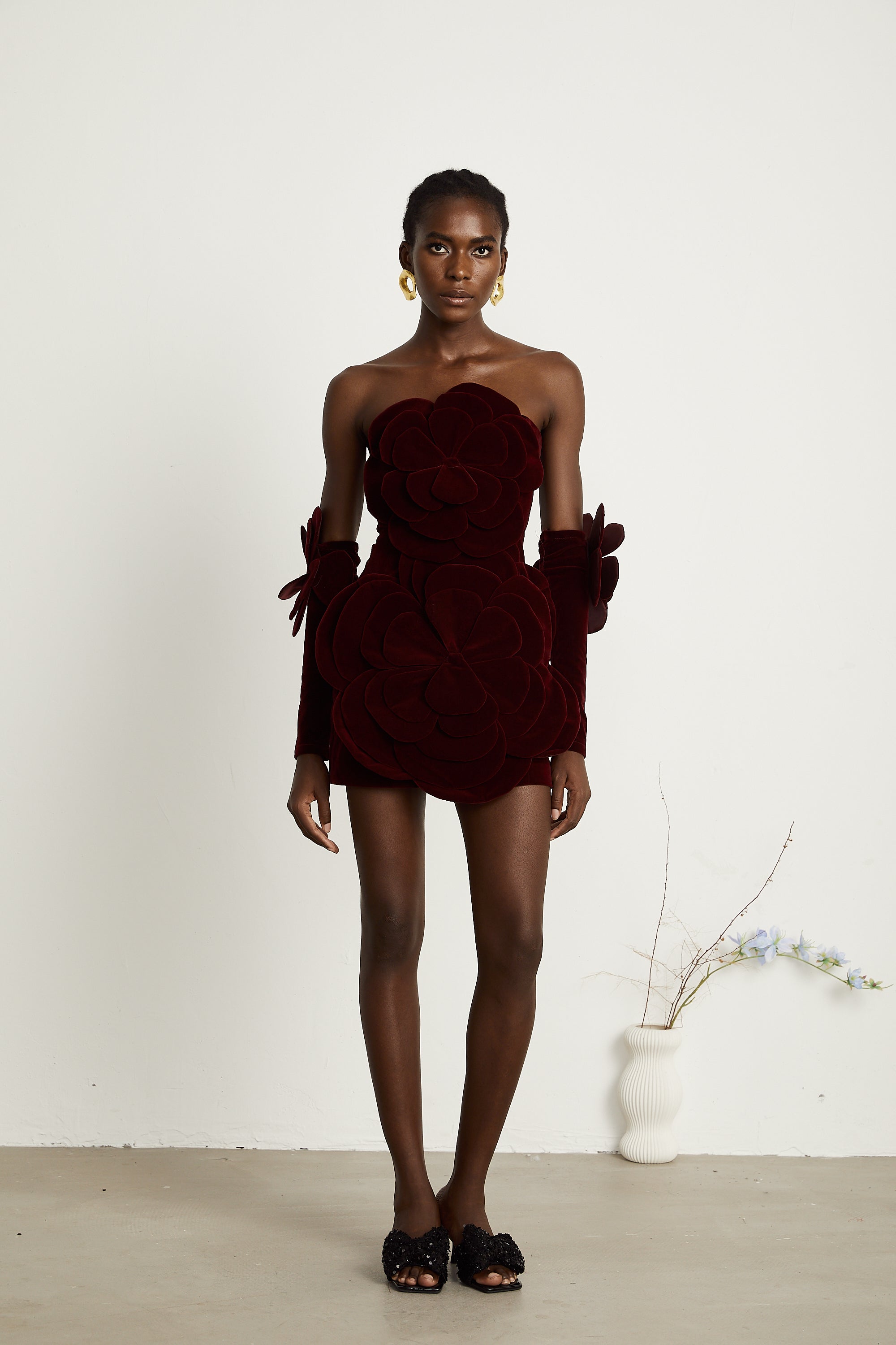 Azura Red Floral Appliqué Mini Dress (Final Sale-US Only)