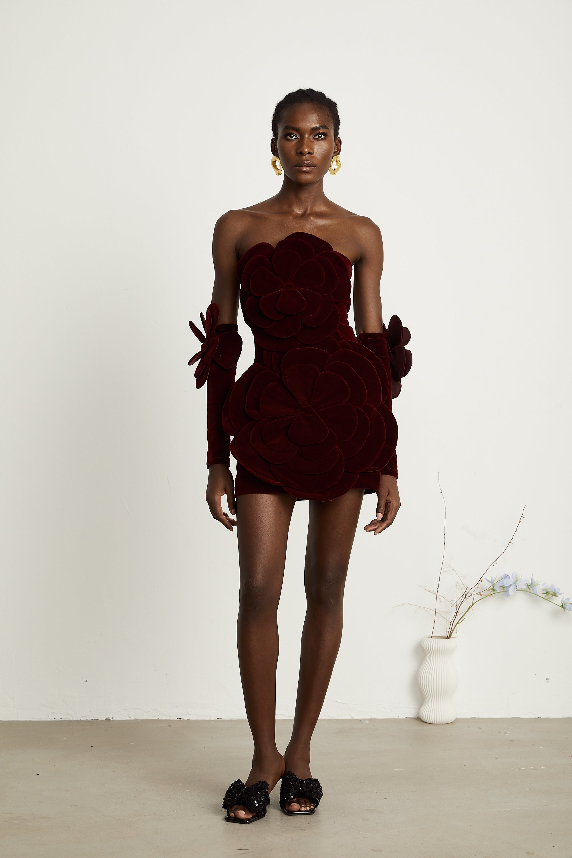 Azura Red Floral Appliqué Mini Dress (Final Sale-US Only)