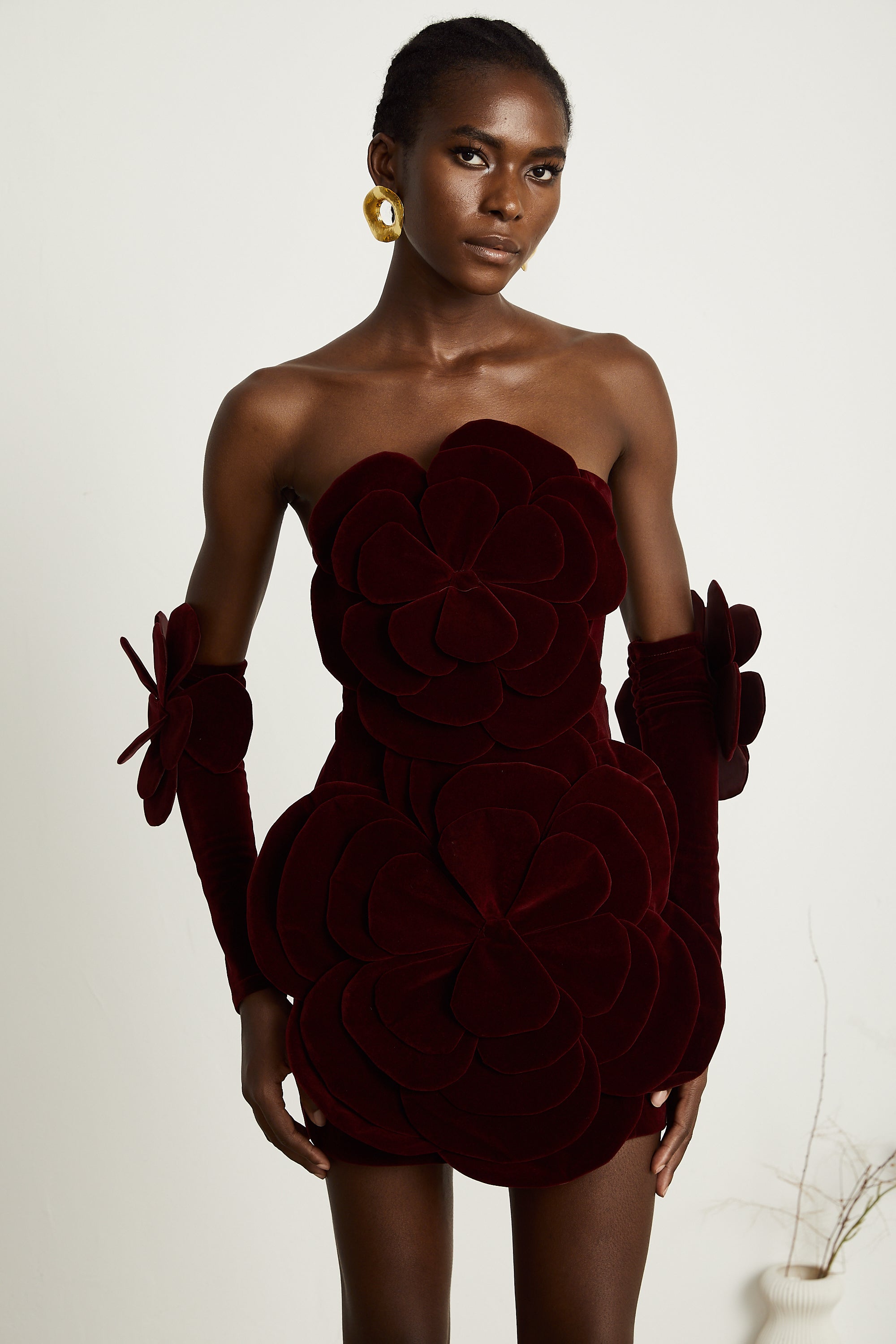 Azura Red Floral Appliqué Mini Dress (Final Sale-US Only)