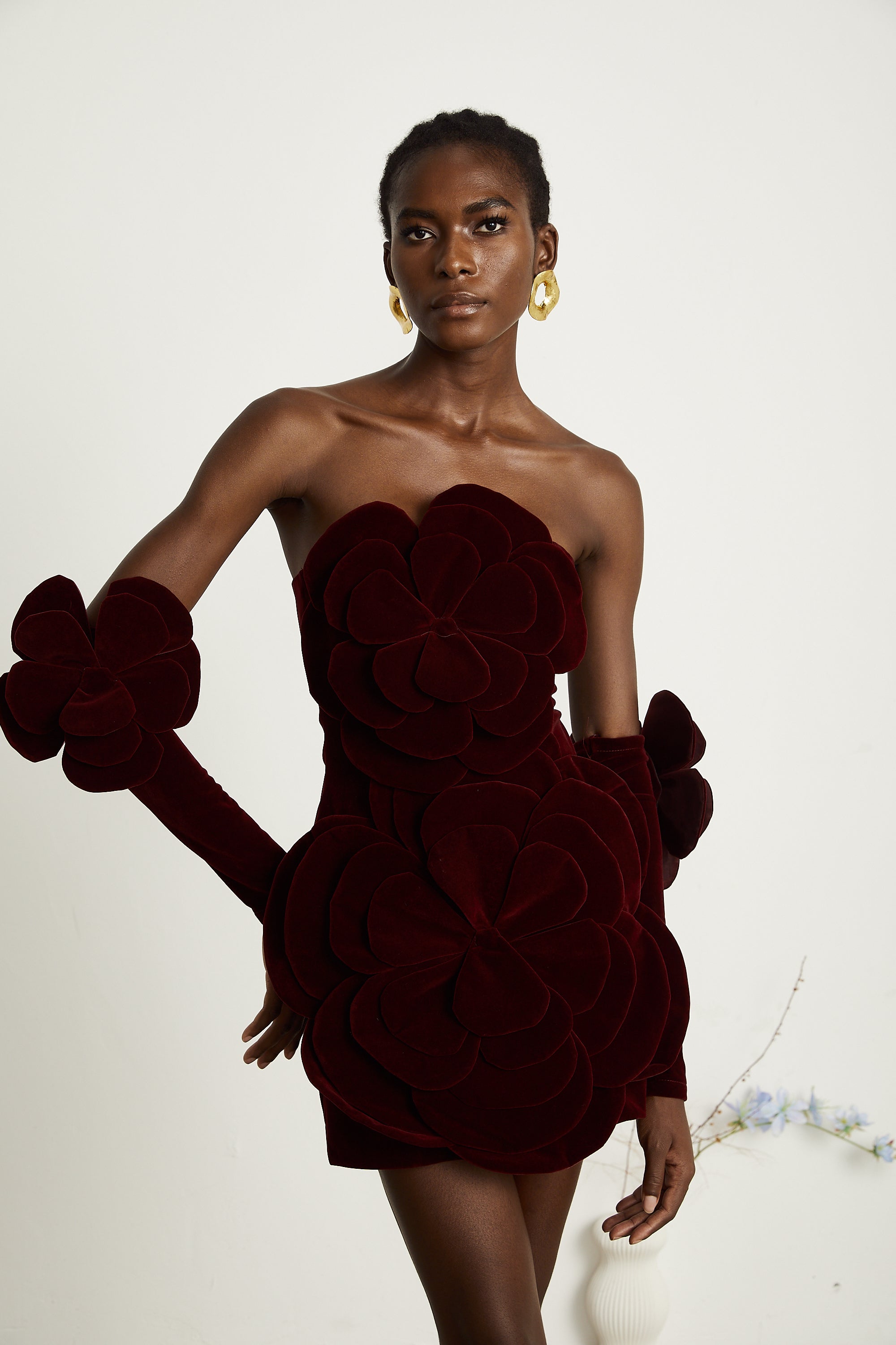 Azura Red Floral Appliqué Mini Dress (Final Sale-US Only)